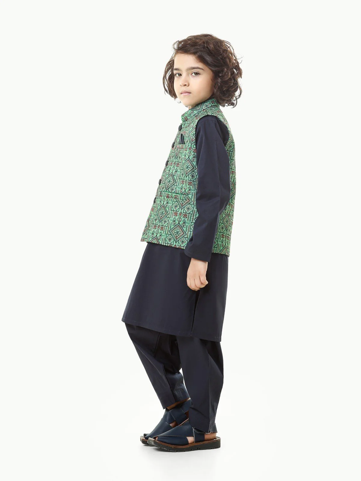 Embroidered Cotton Waistcoat Suit - EBTWCS22-25161 - Image 3