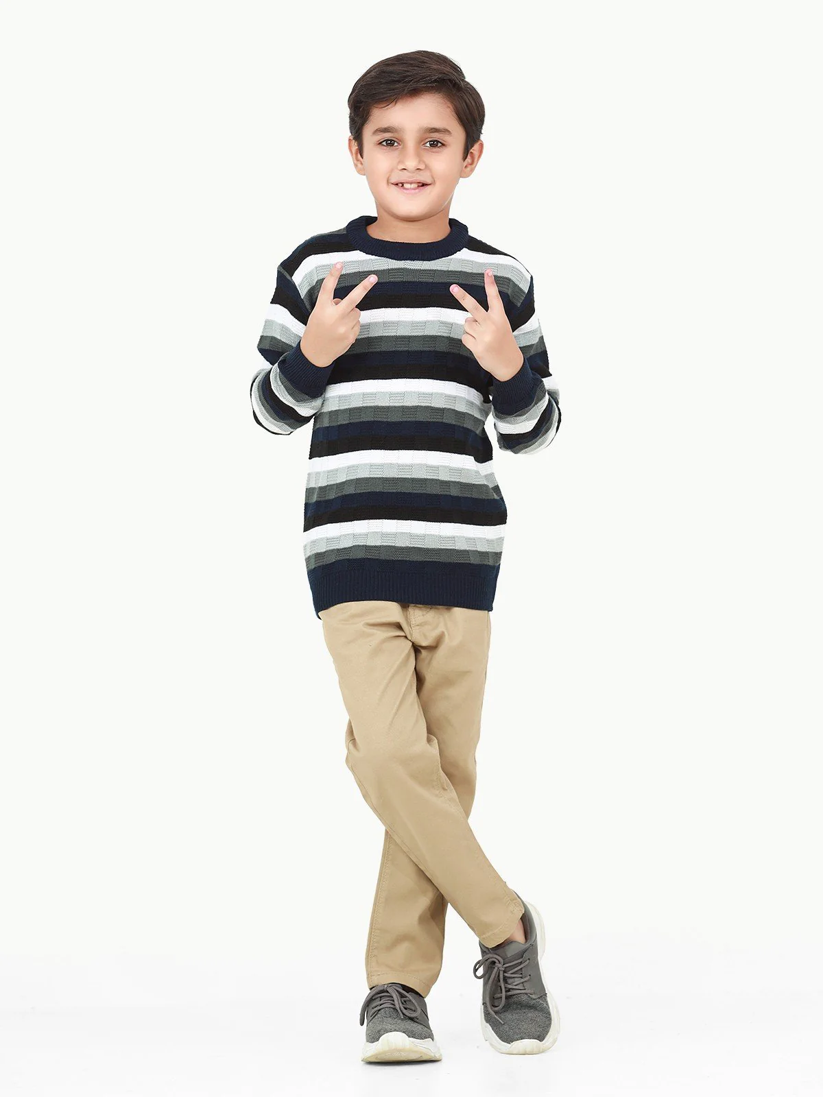 Crew Neck Striped Sweater - EBTSWT22-006