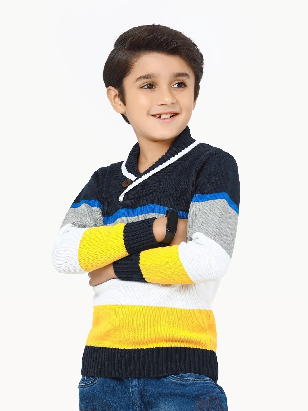 Shawl Collar Color-Block Sweater - EBTSWT22-007