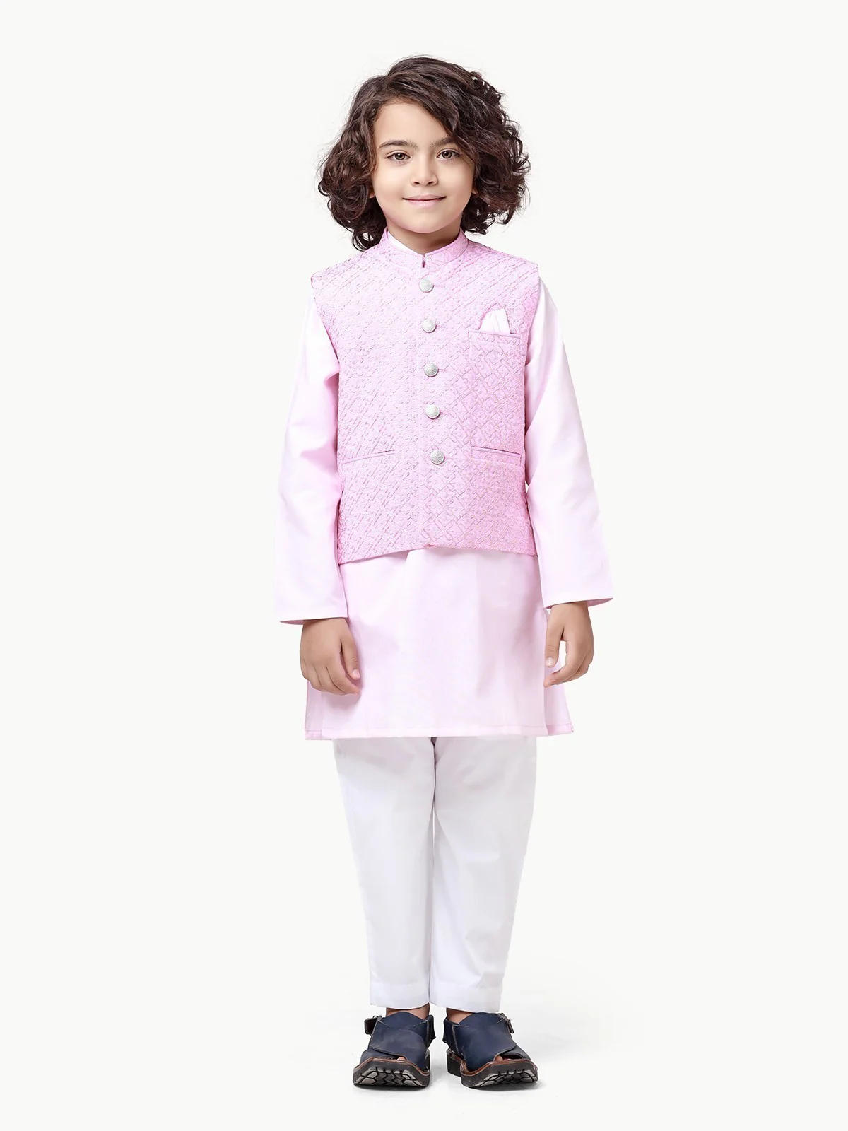 Embroidered Cotton Waistcoat Suit - EBTWCSC22-019