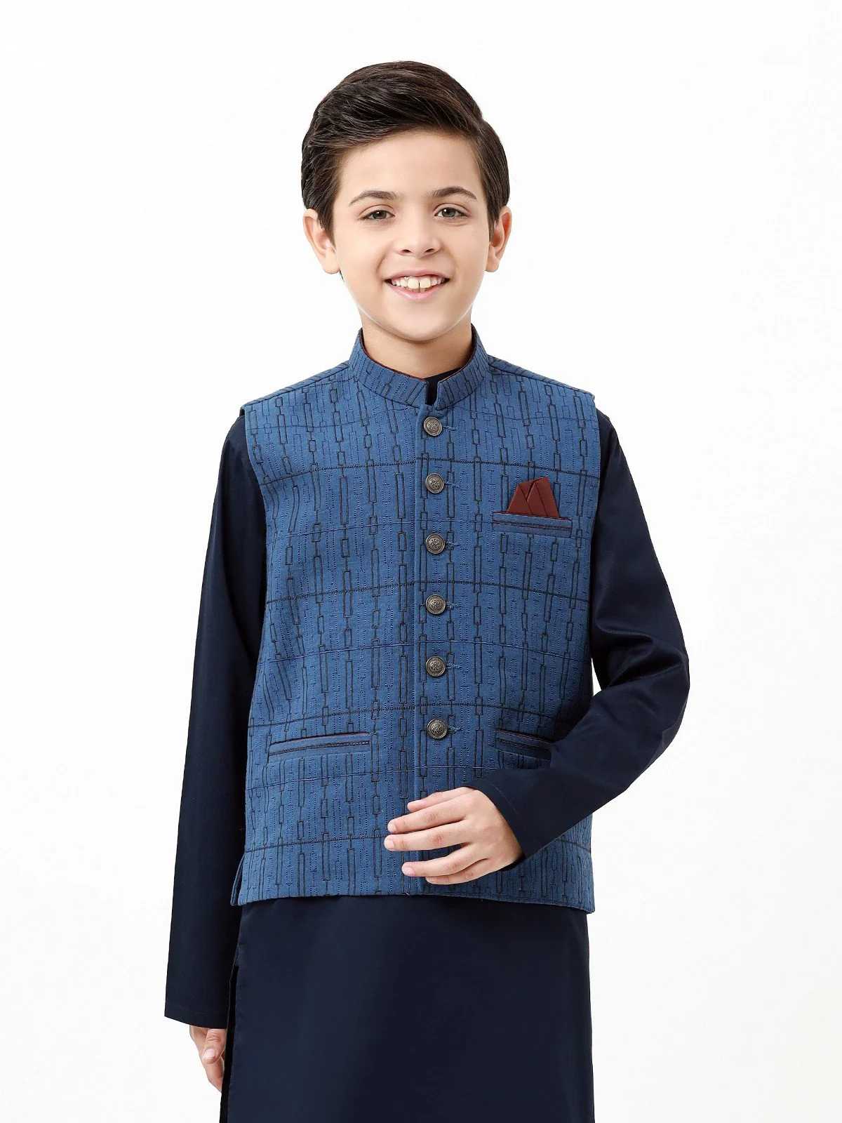 Embroidered Cotton Waistcoat Suit - EBTWCSC22-016 - Image 2