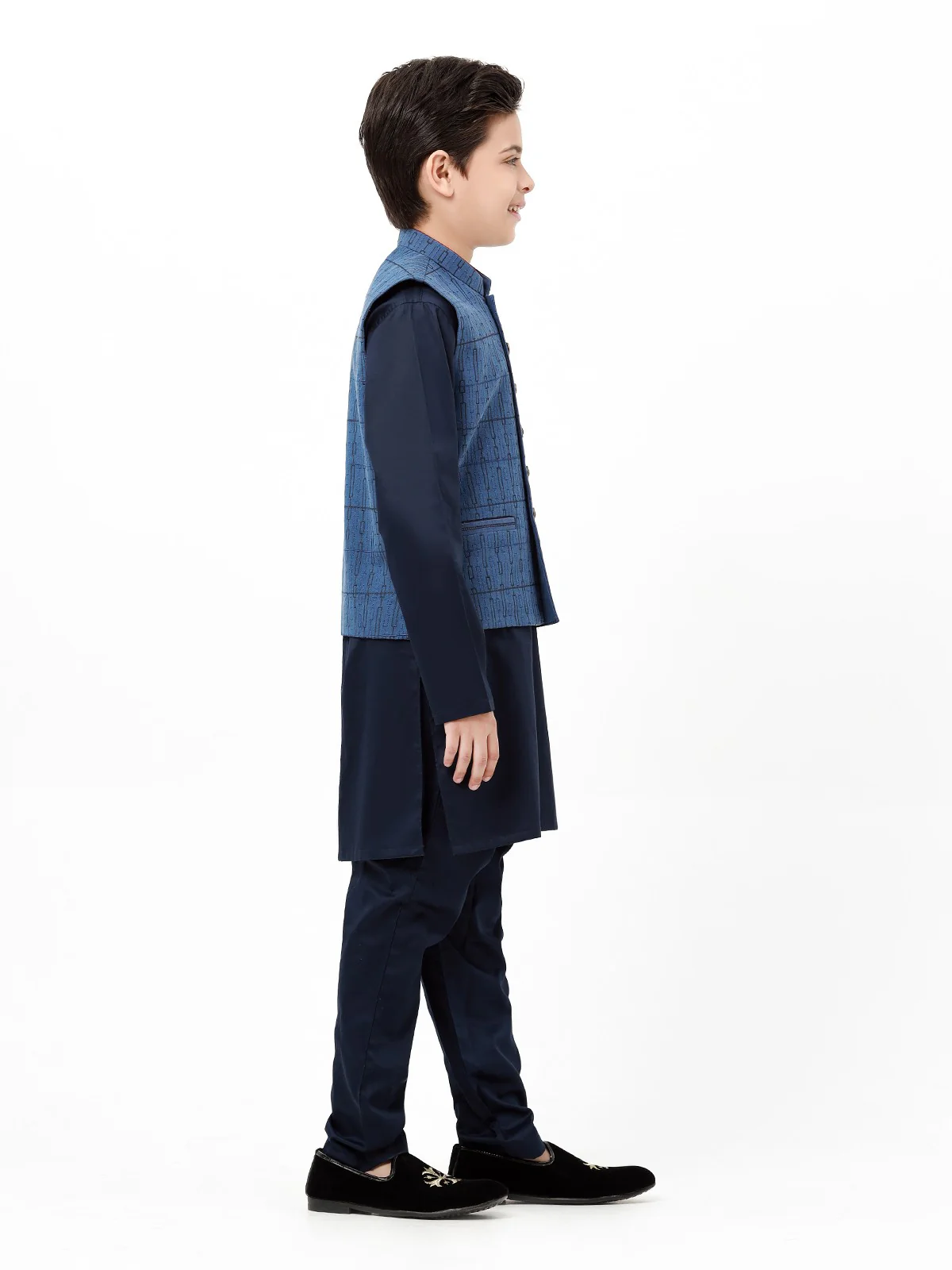 Embroidered Cotton Waistcoat Suit - EBTWCSC22-016 - Image 5