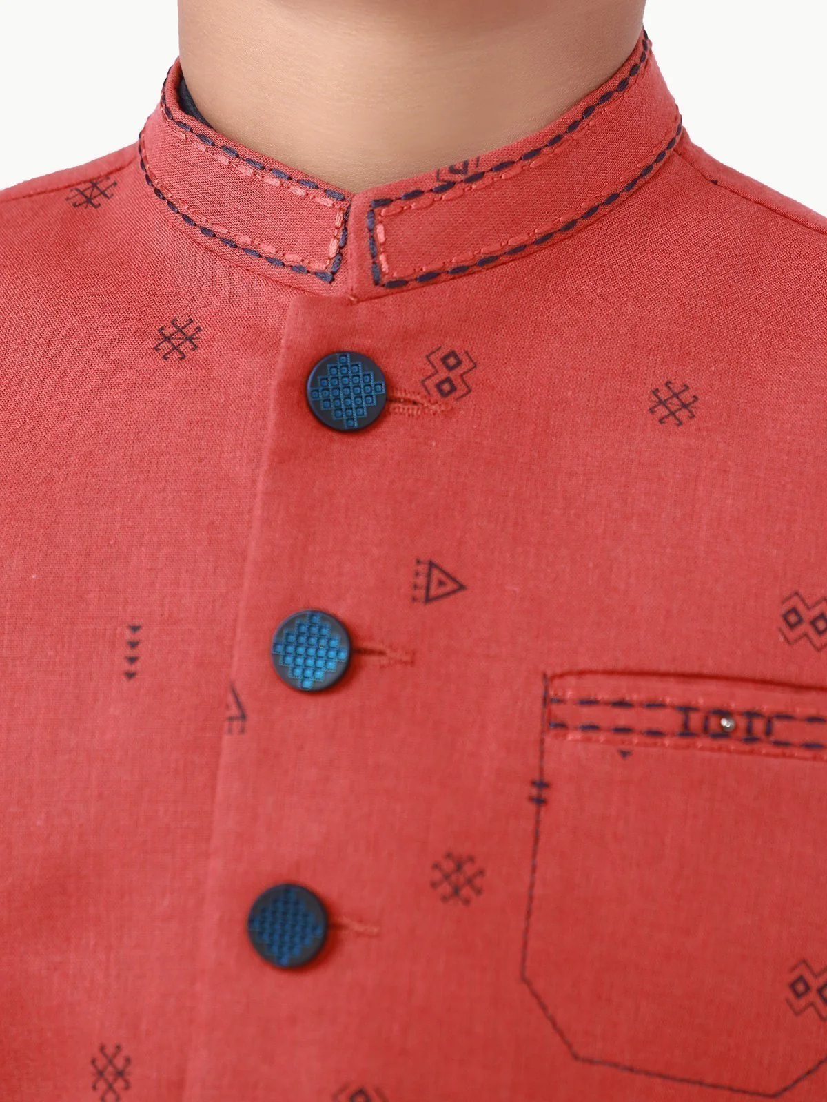 Embroidered Cotton Waistcoat Suit - EBTWCS22-25171 - Image 5