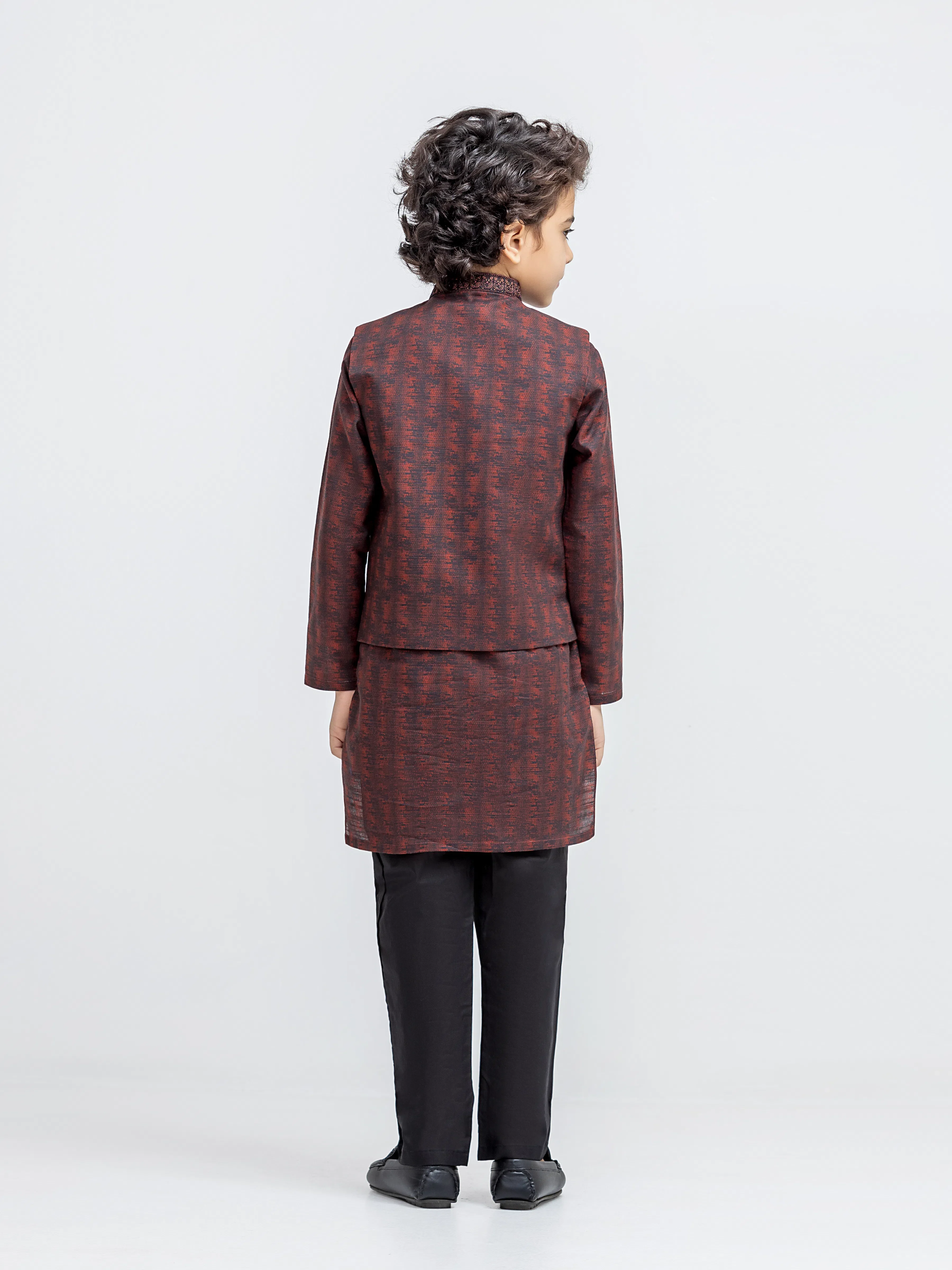 Embroidered Cotton Waistcoat Suit - ECBTWCS5-092 - Image 5