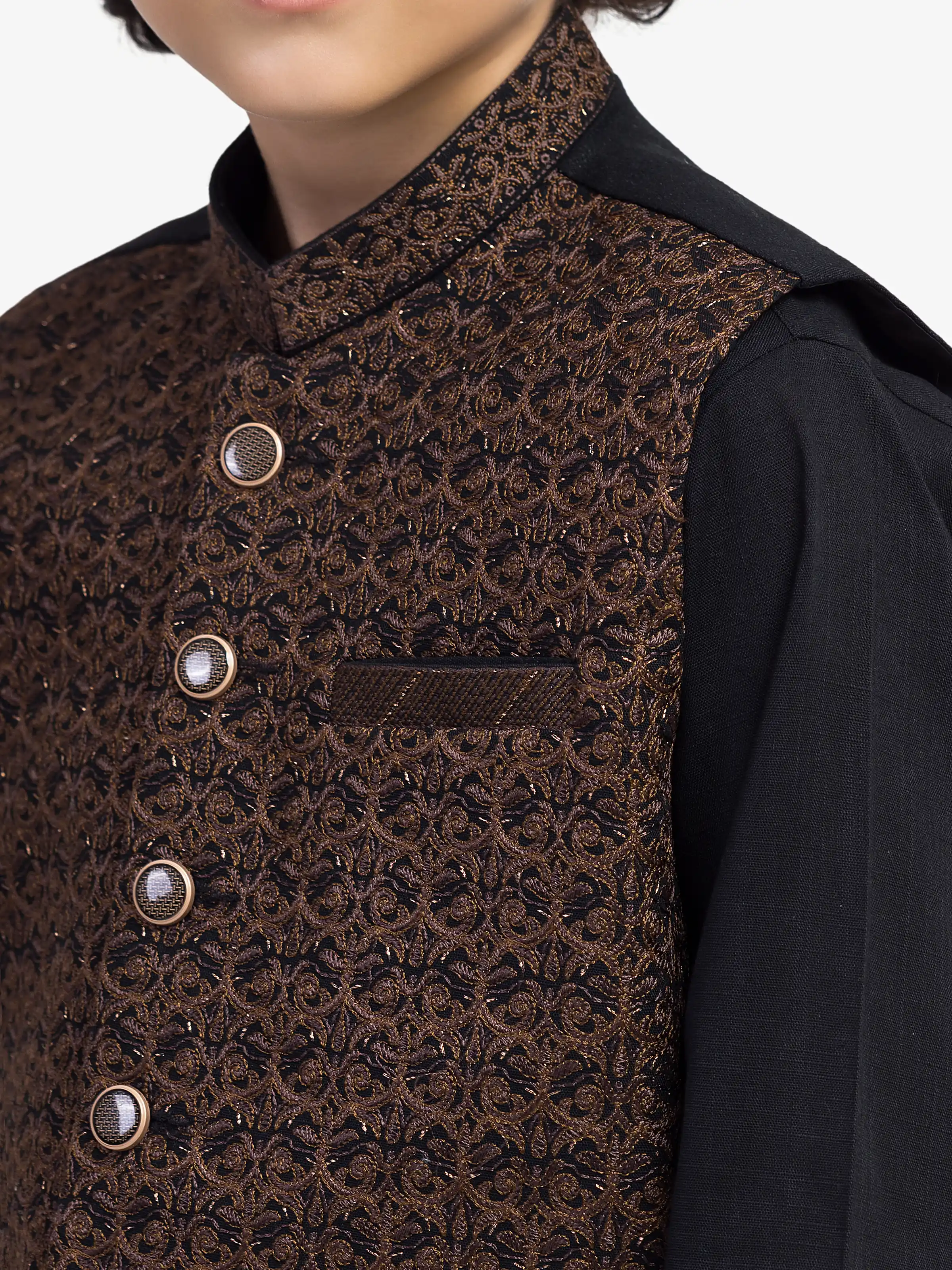 Embroidered Khaddar Waistcoat Suit - EBTWCS5-25201 - Image 3