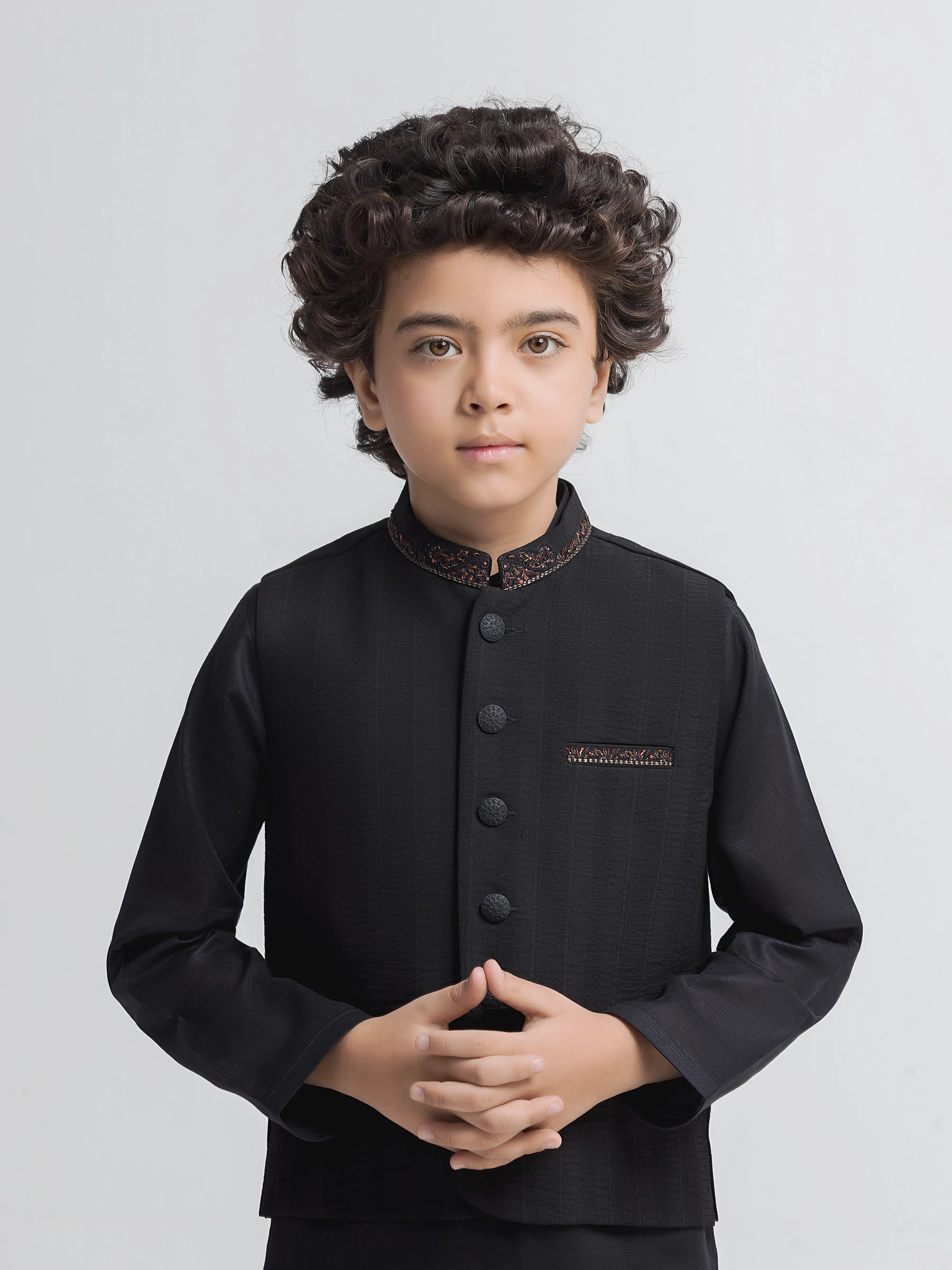 Embroidered Cotton Waistcoat Suit - EBTWCSC5-046 - Image 2