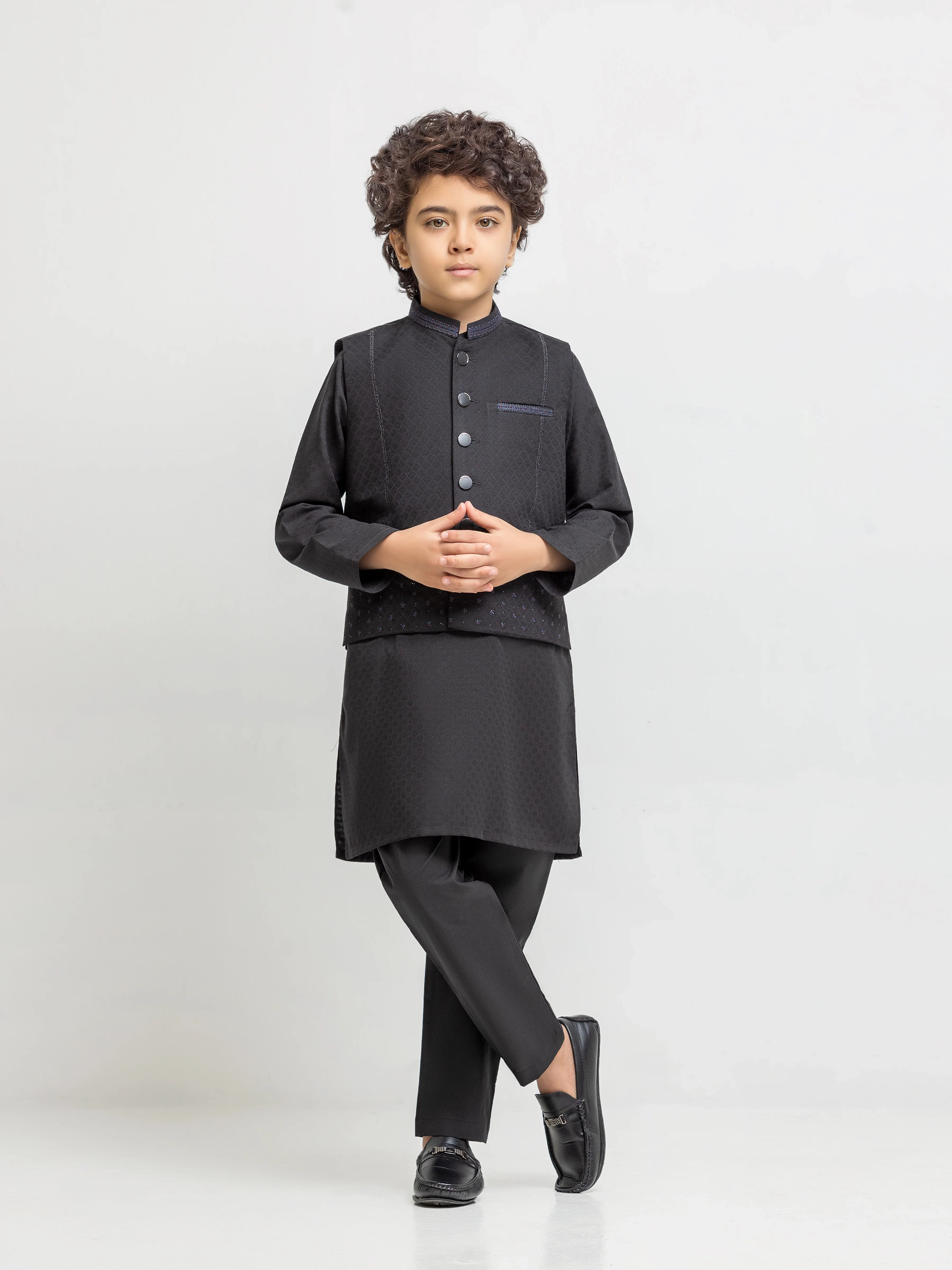 Embroidered Jacquard Waistcoat Suit - ECBTWCS6-101
