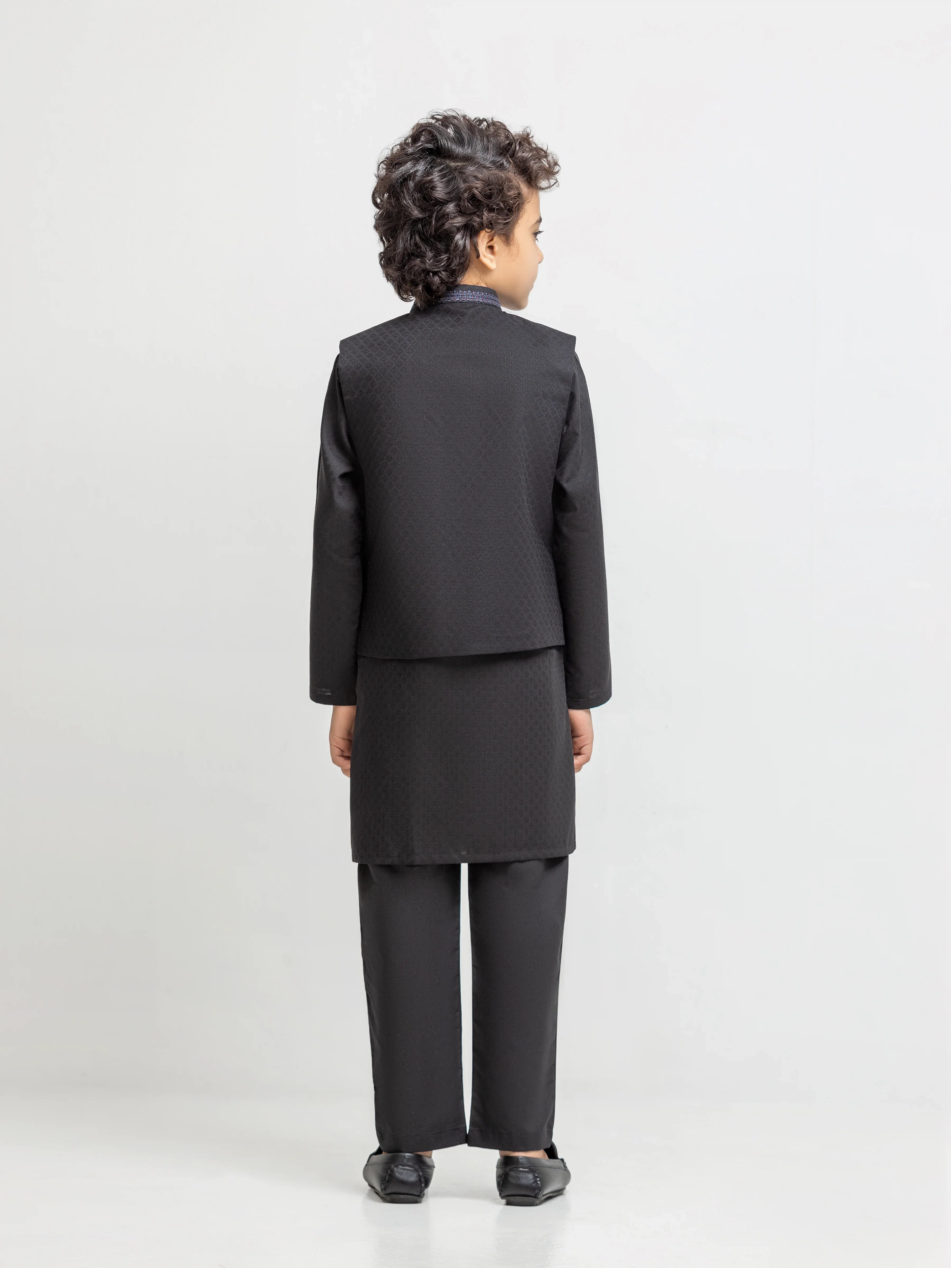 Embroidered Jacquard Waistcoat Suit - ECBTWCS6-101 - Image 5