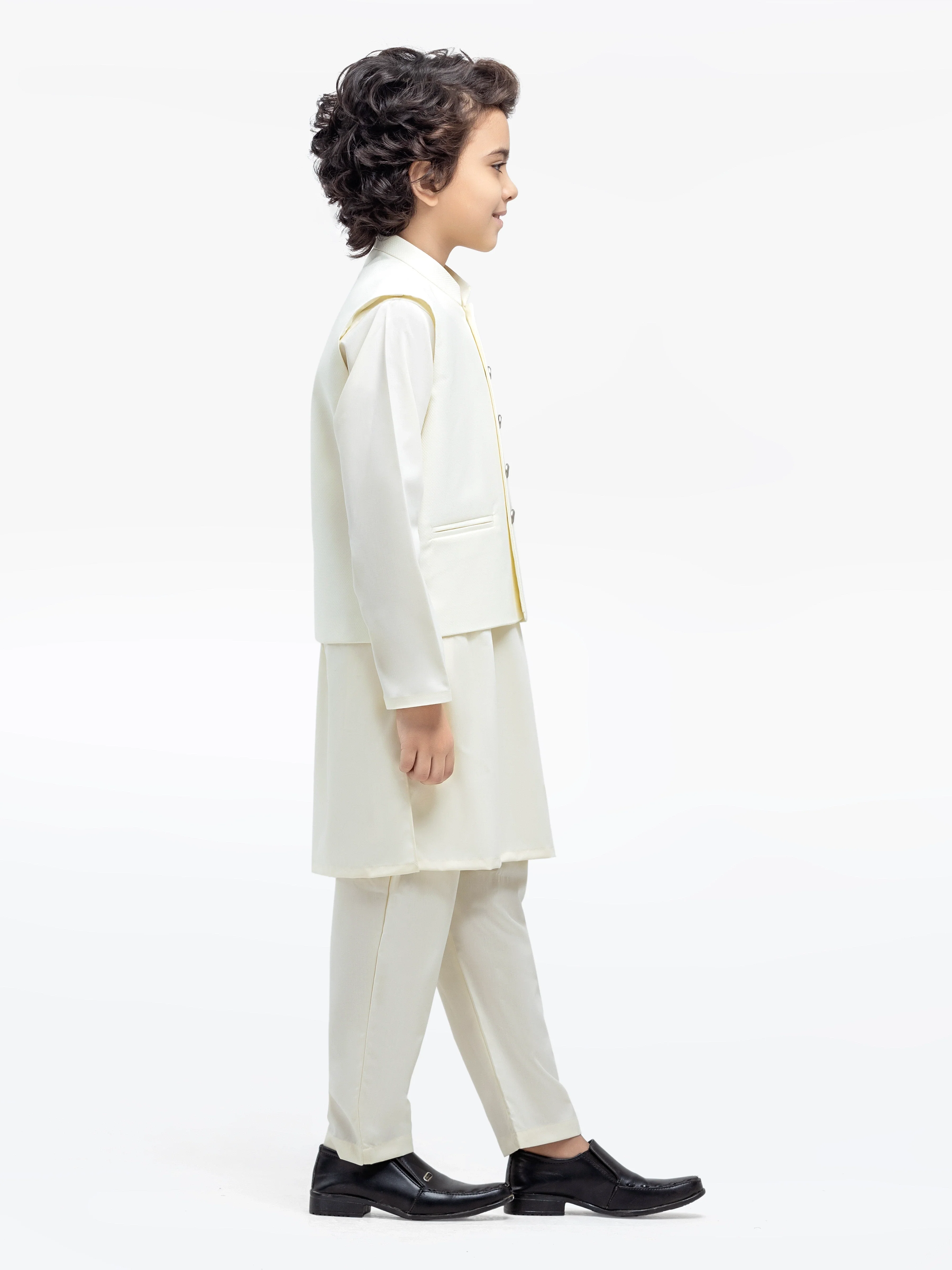 Embroidered Dobby Waistcoat Suit - EBTWCS5-25197 - Image 4