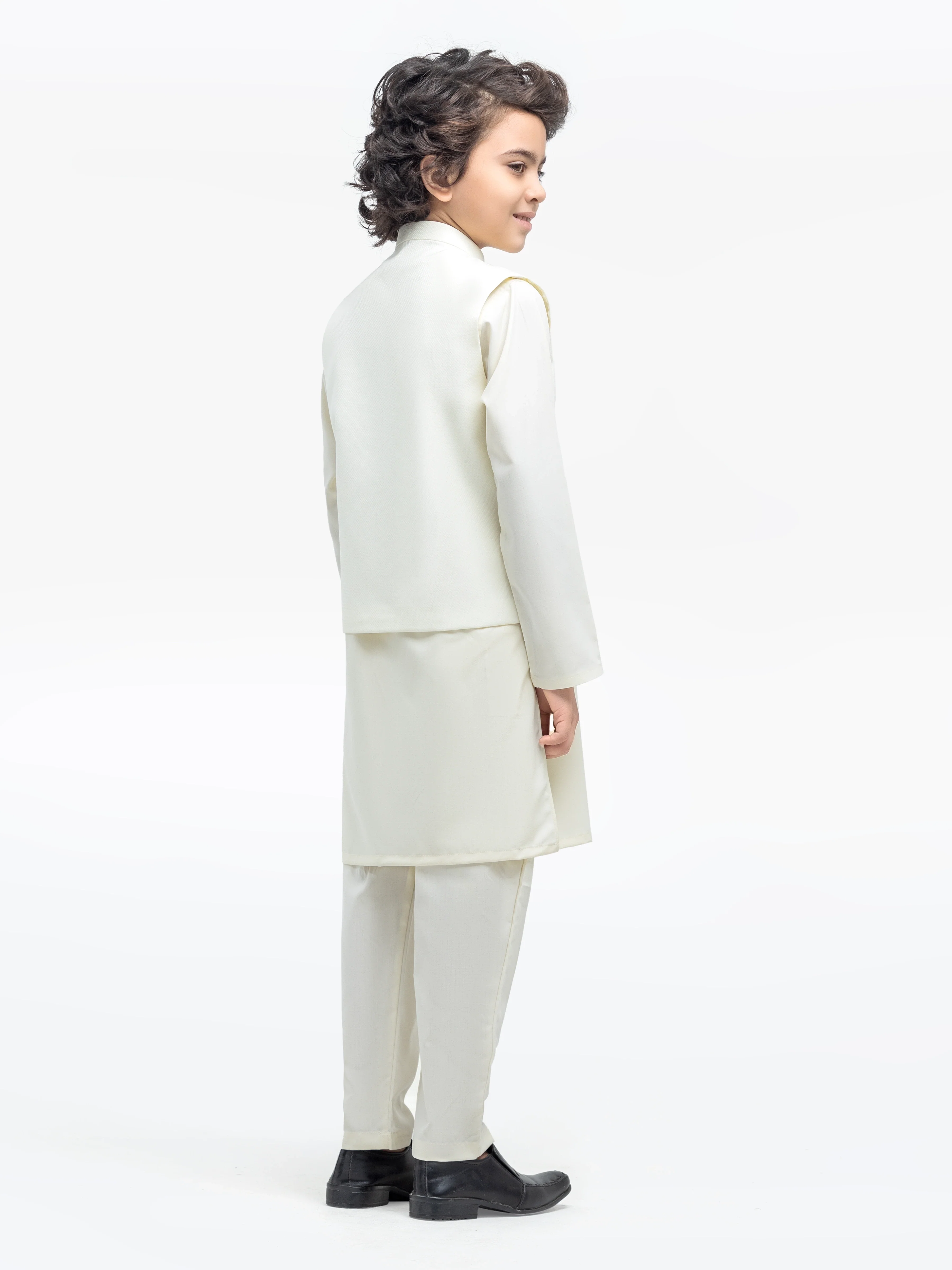 Embroidered Dobby Waistcoat Suit - EBTWCS5-25197 - Image 5