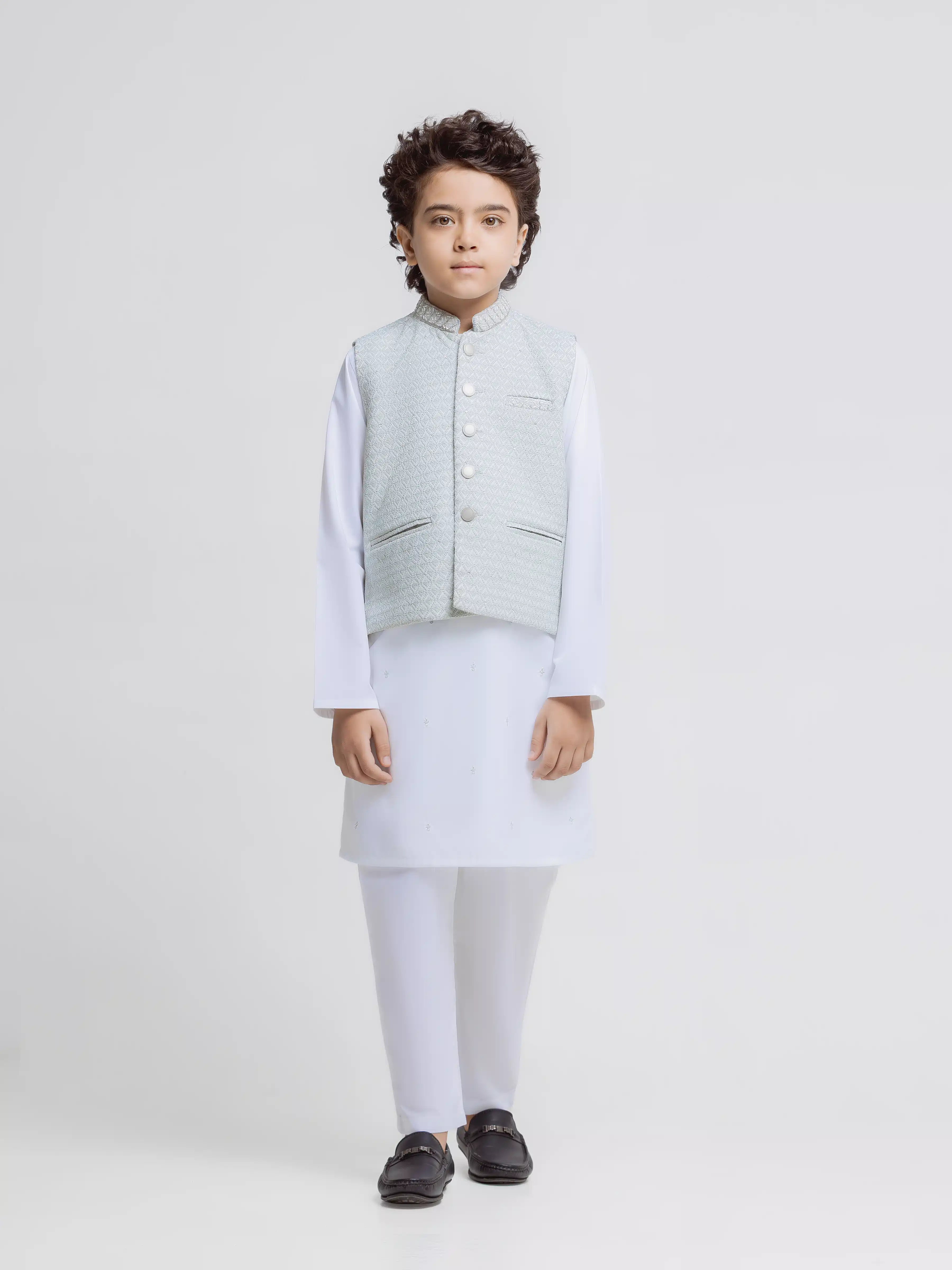 Embroidered Silk Waistcoat Suit - ECBTWCS5-080