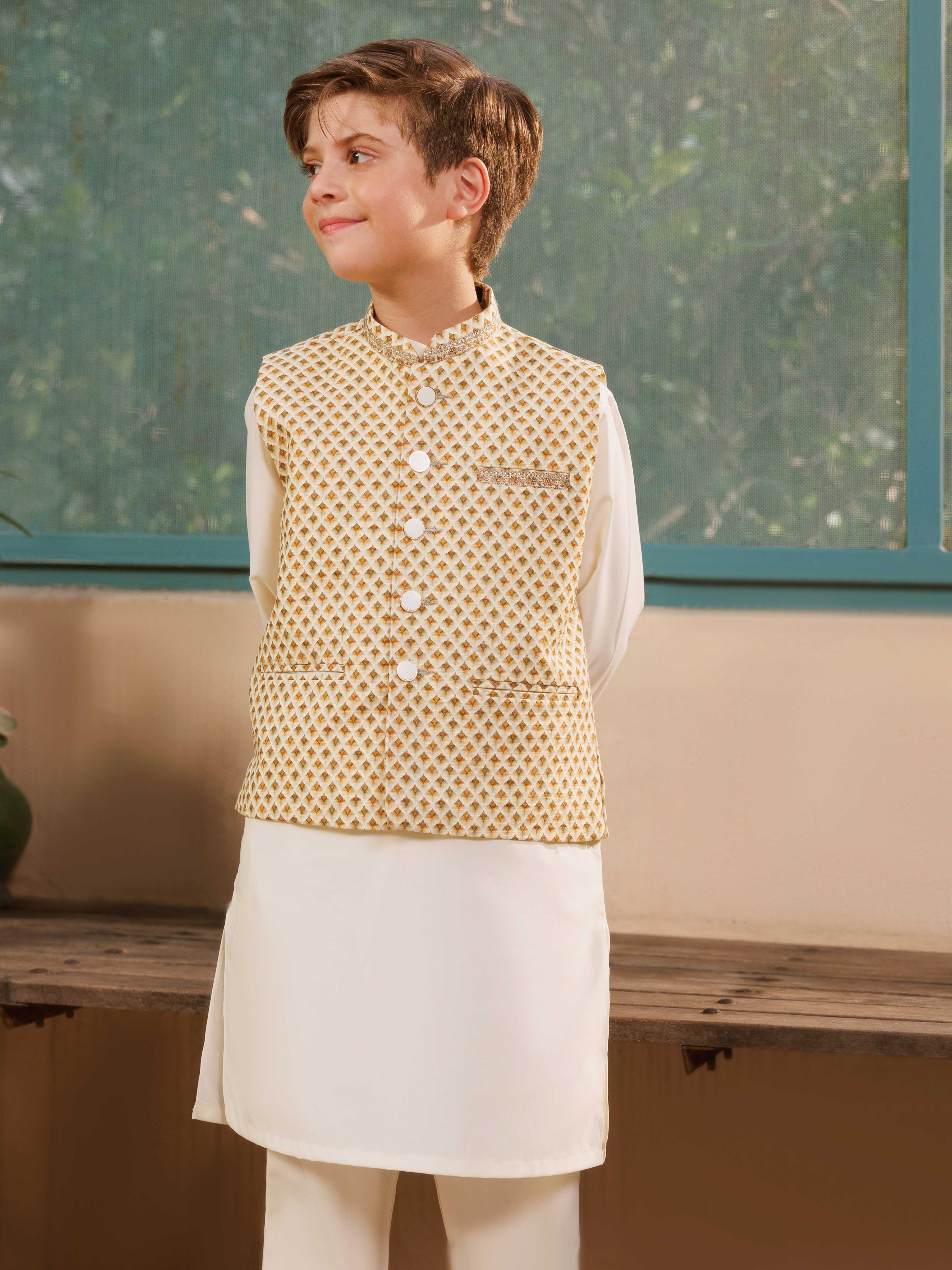 Embroidered Blended Waistcoat Suit - EBTWCS25-25194
