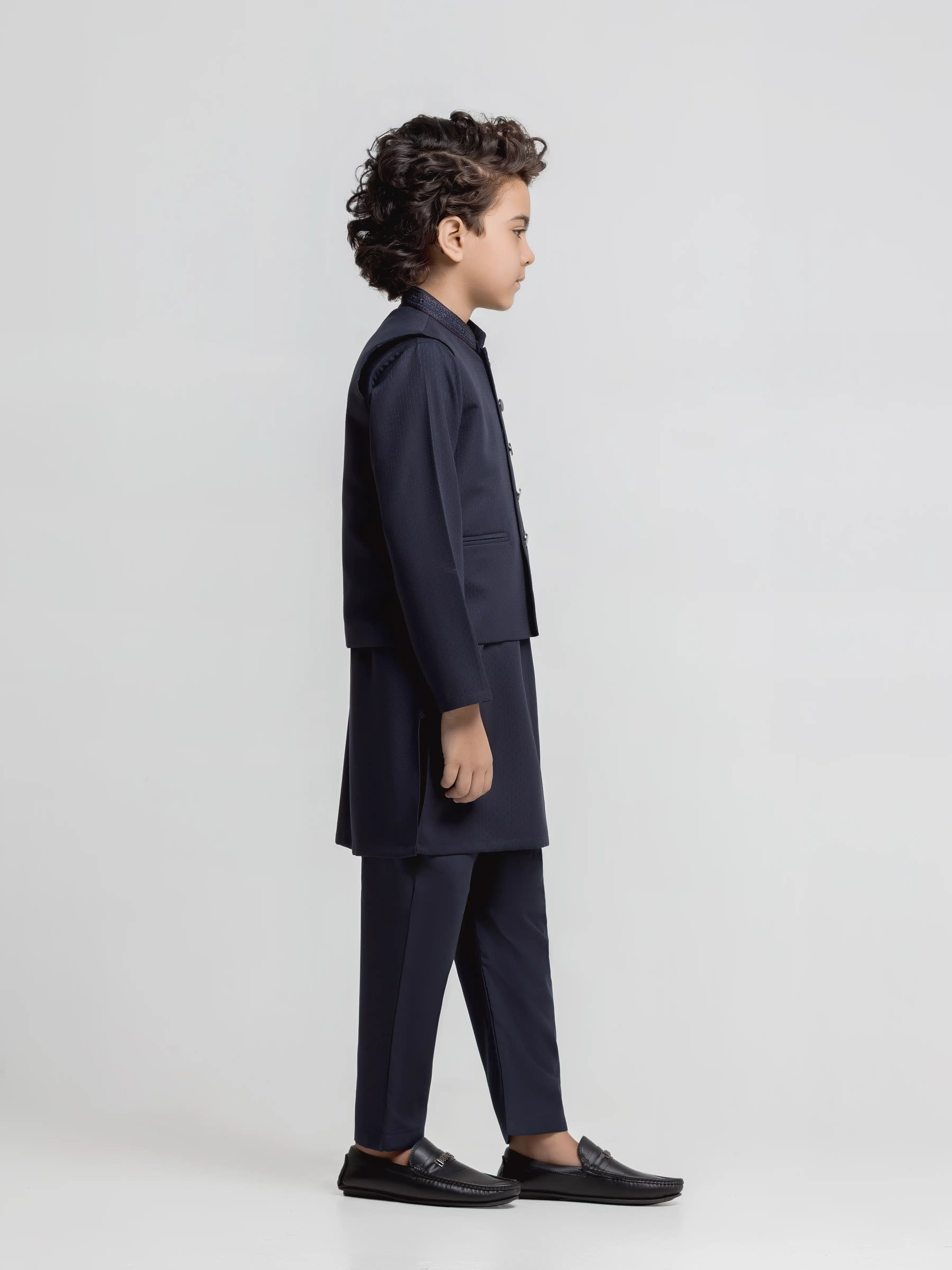 Embroidered Dobby Waistcoat Suit - ECBTWCS6-099 - Image 3