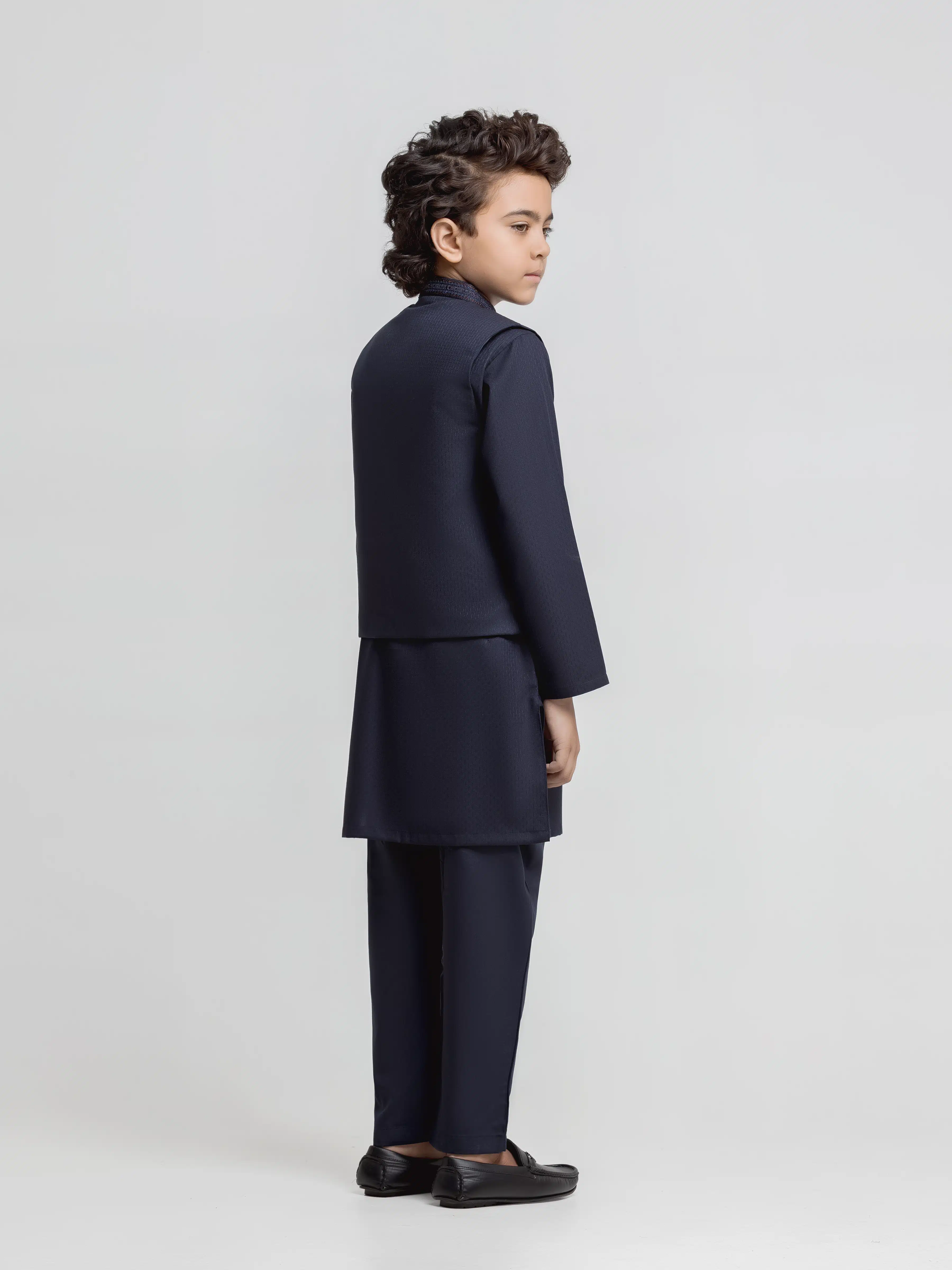 Embroidered Dobby Waistcoat Suit - ECBTWCS6-099 - Image 4