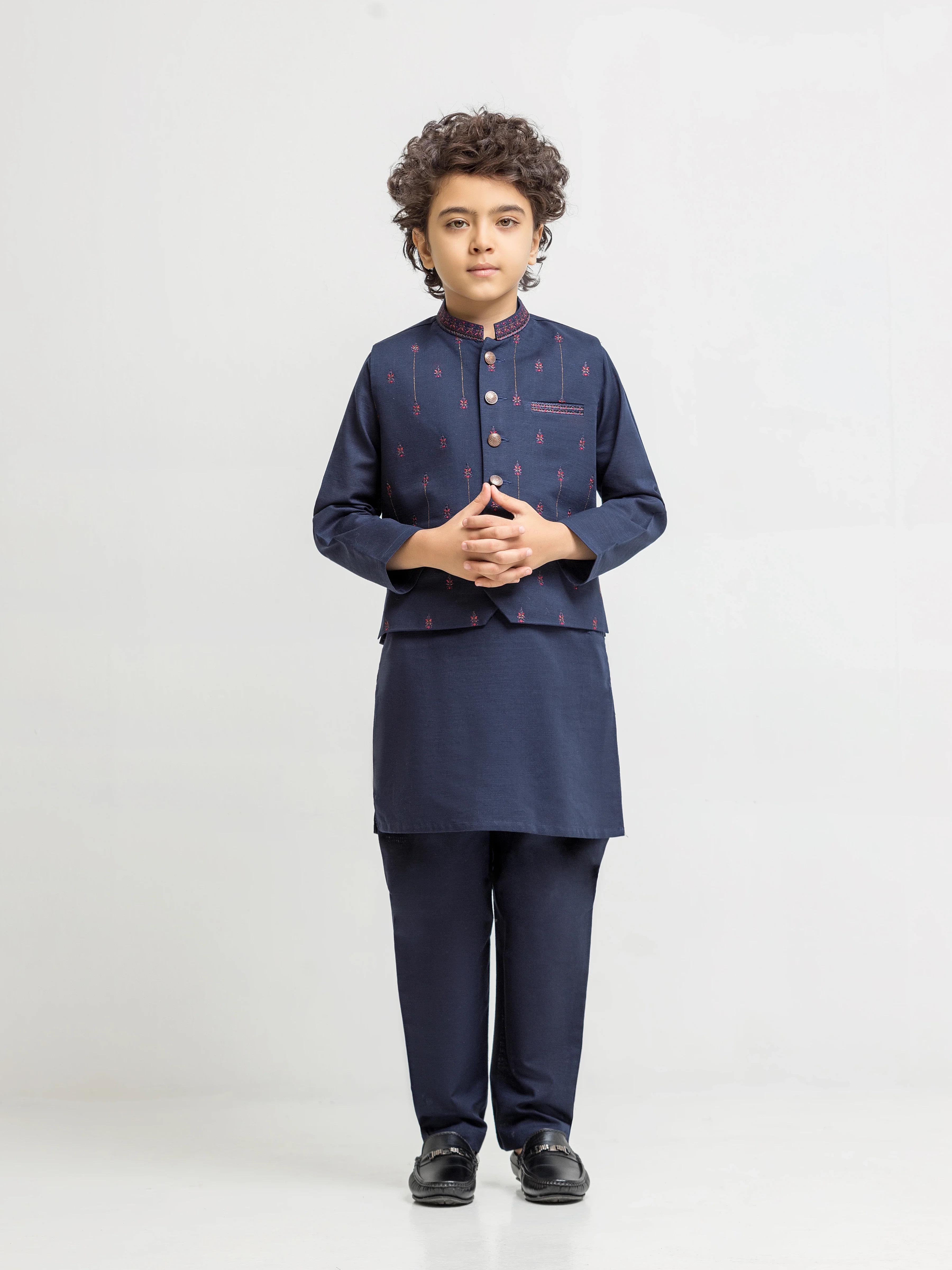 Embroidered Cotton Waistcoat Suit - ECBTWCS6-100