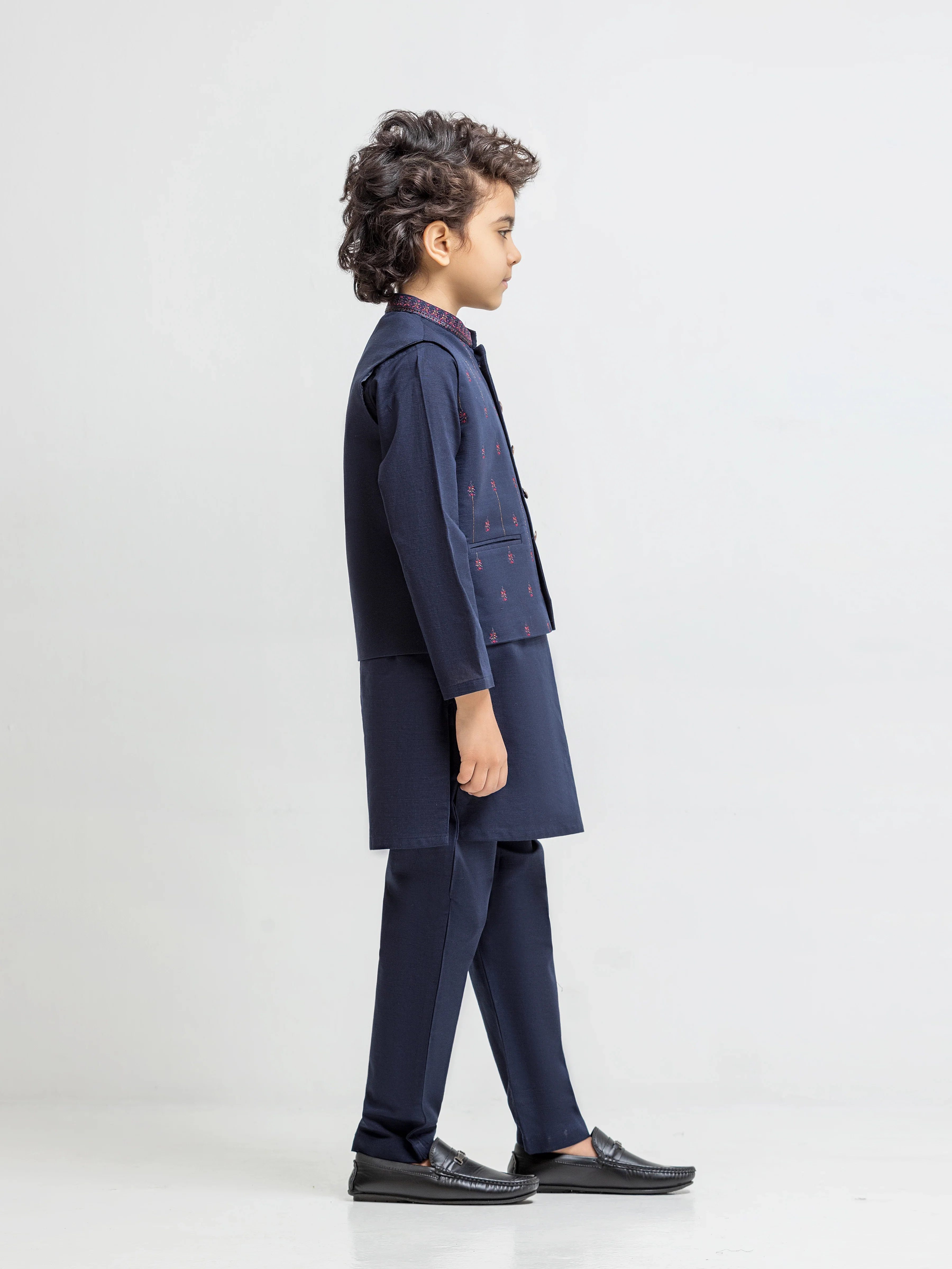 Embroidered Cotton Waistcoat Suit - ECBTWCS6-100 - Image 4