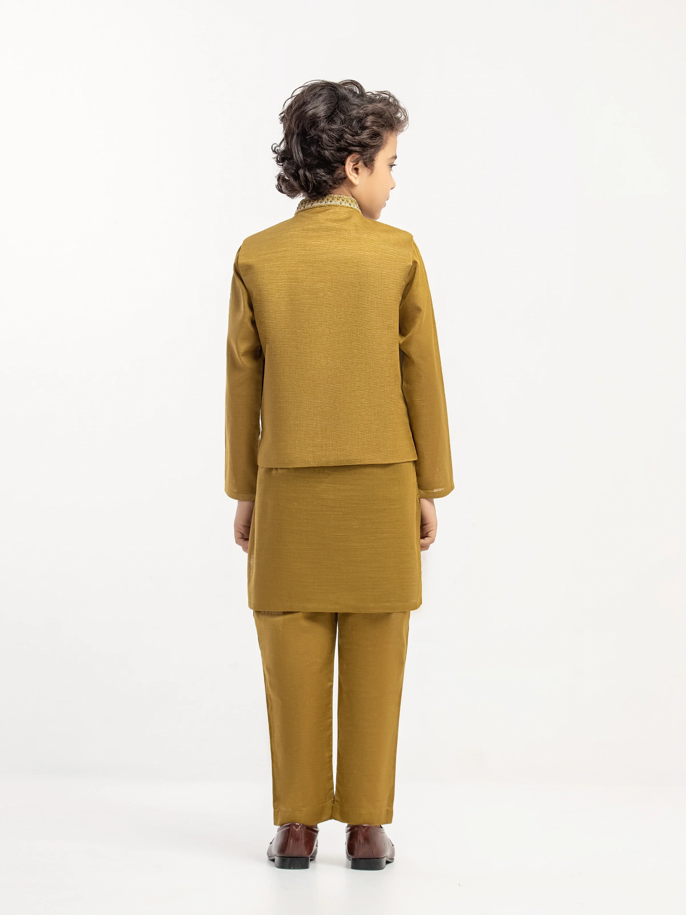 Embroidered Cotton Waistcoat Suit - ECBTWCS5-082 - Image 5