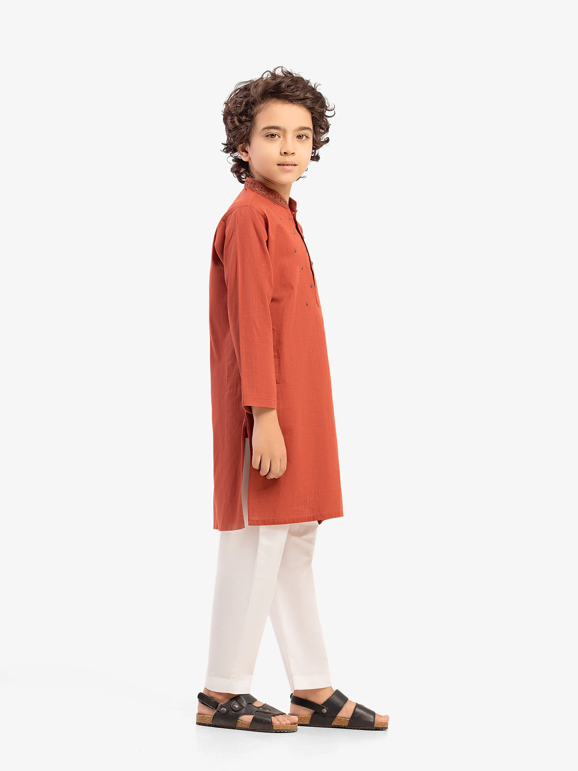 Embroidered Cotton Kurta - EBTKC5-031 - Image 4