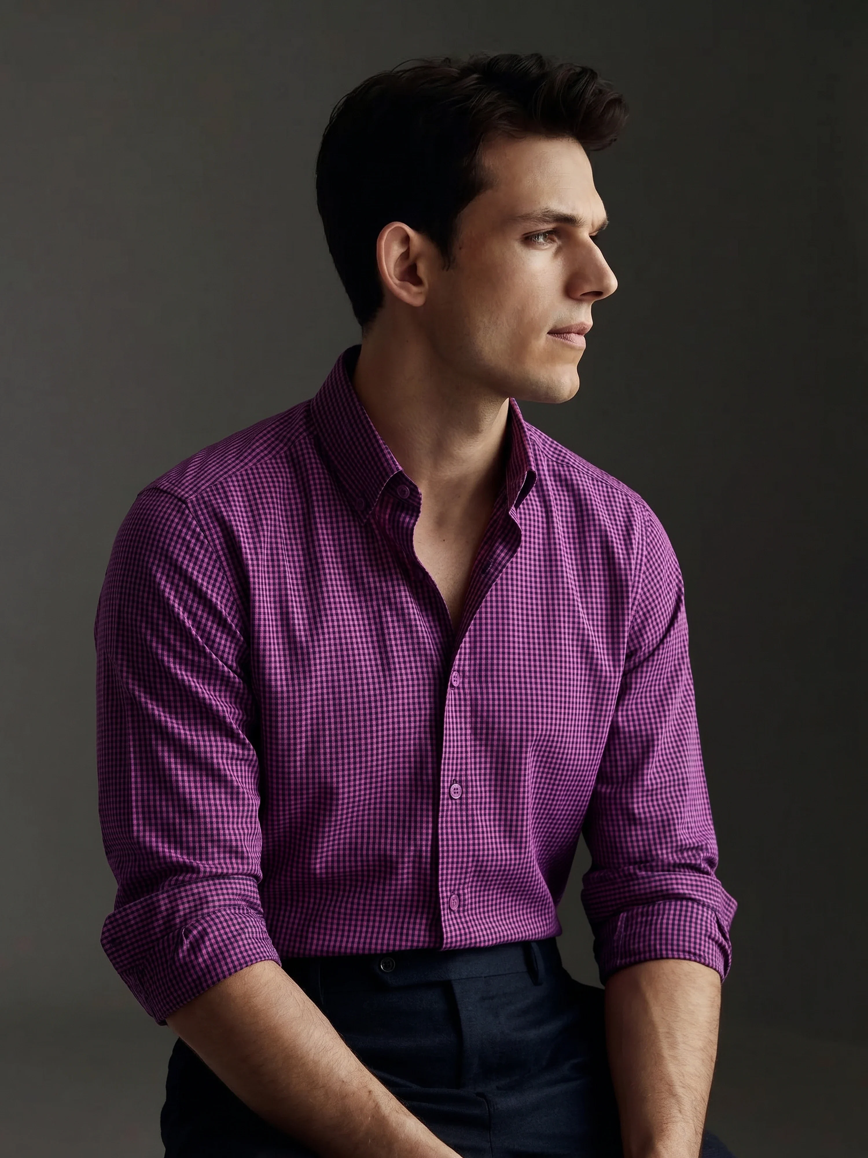 Business Check Shirt - EMTSB6-243