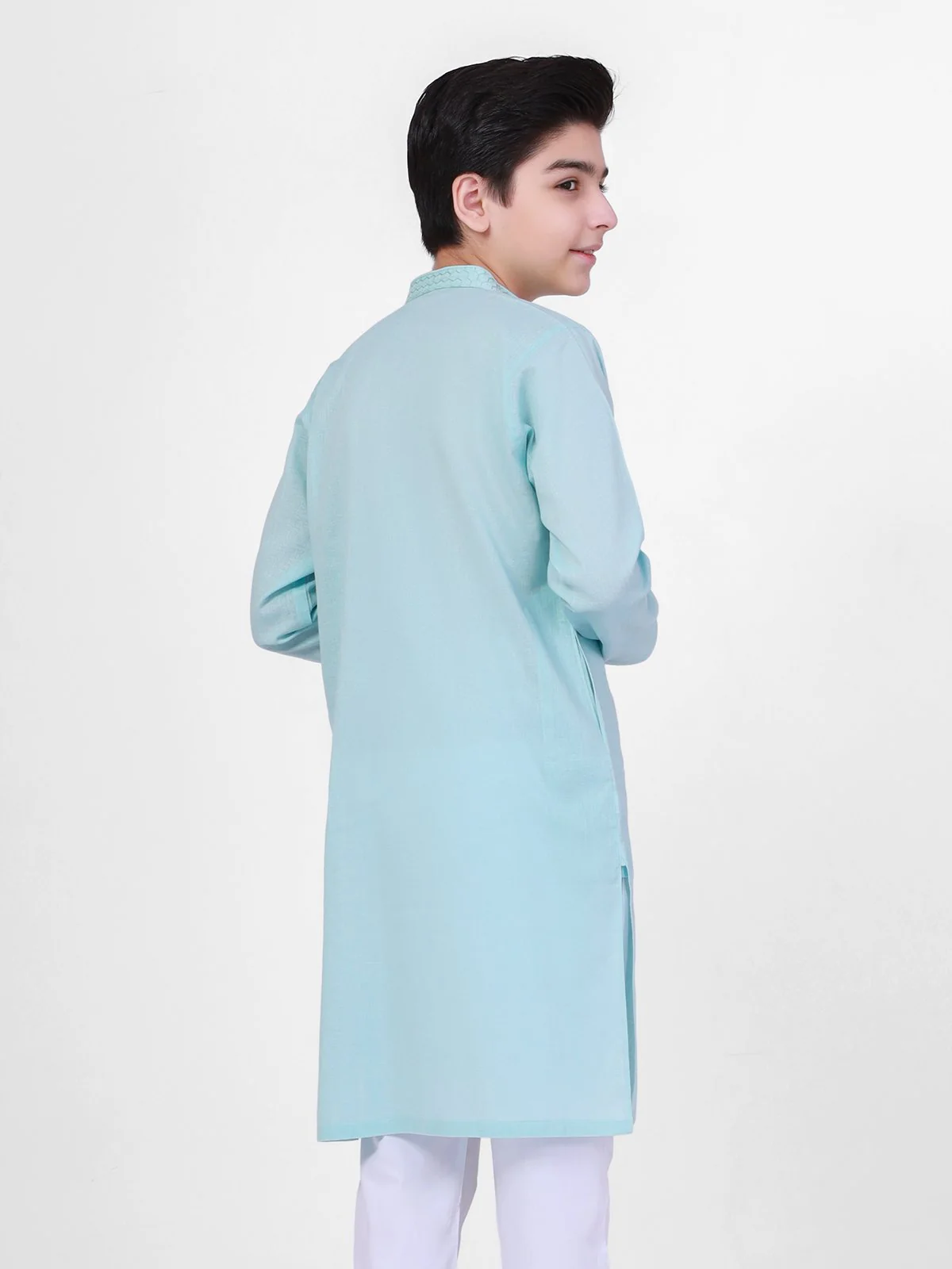Embroidered Linen Kurta - EBTK21-3763 - Image 2
