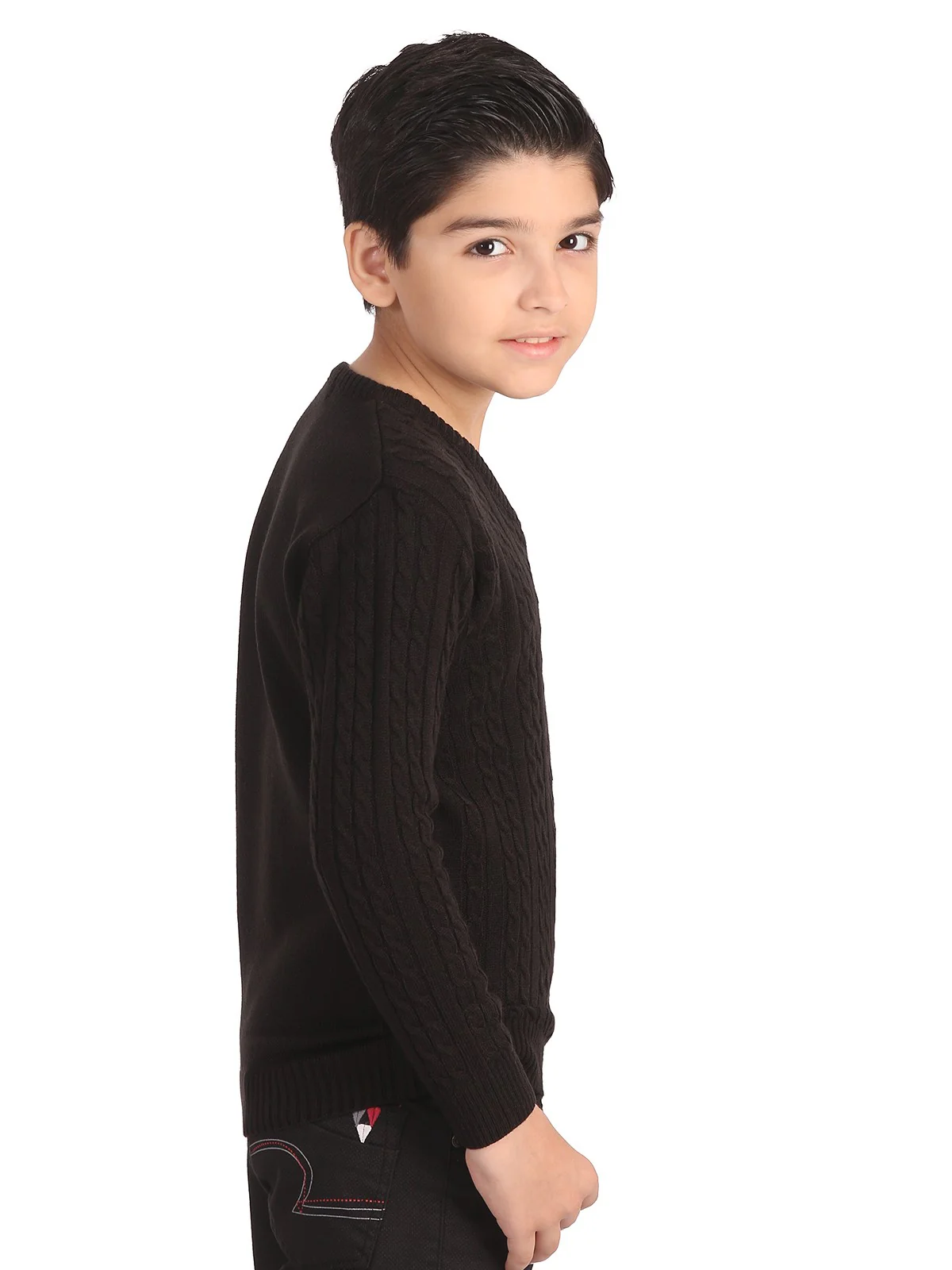 V-Neck Cable Knit Sweater - EBTSWT19-006 - Image 3