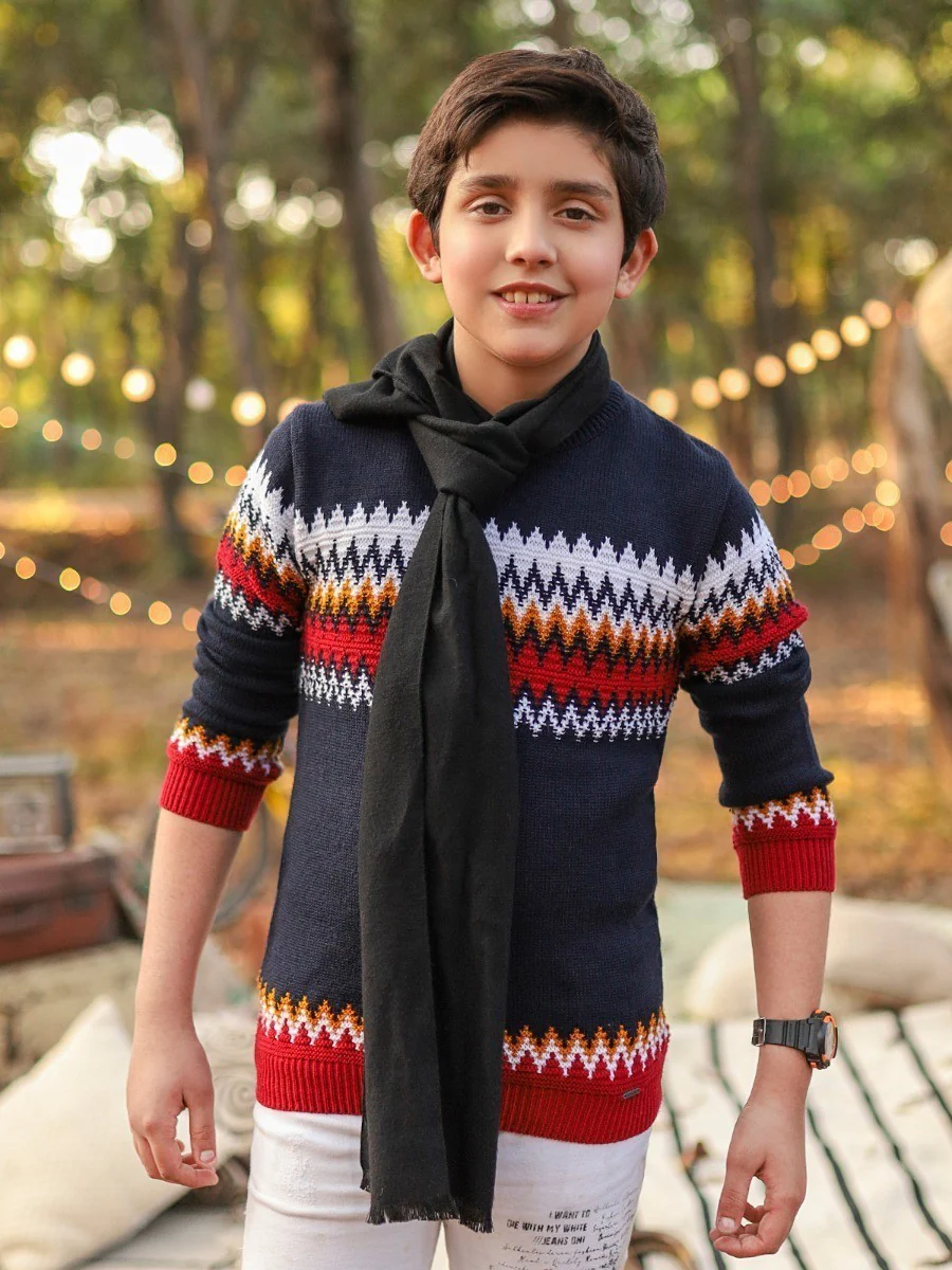 Crew Neck Fair Isle Sweater - EBTSWT20-009 - Image 3