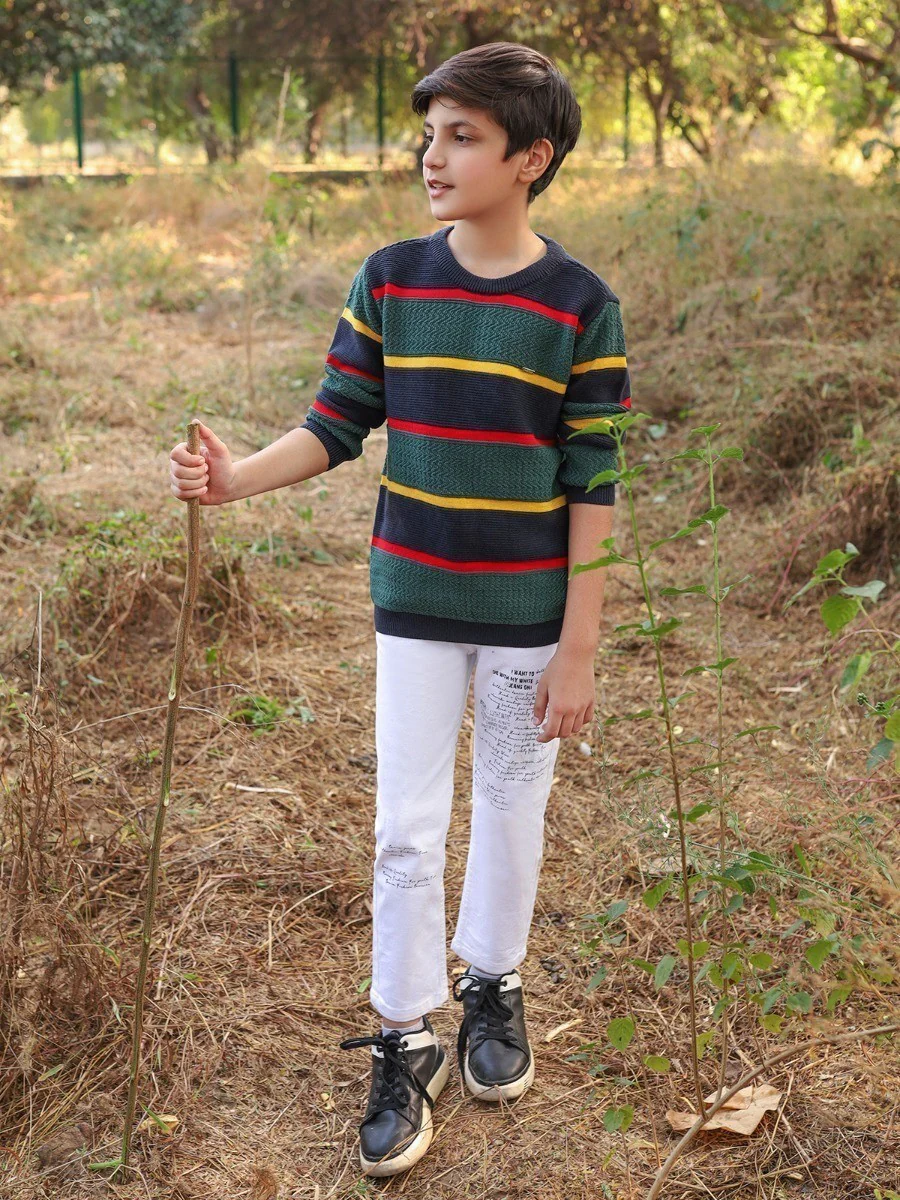 Crew Neck Striped Sweater - EBTSWT20-015 - Image 2