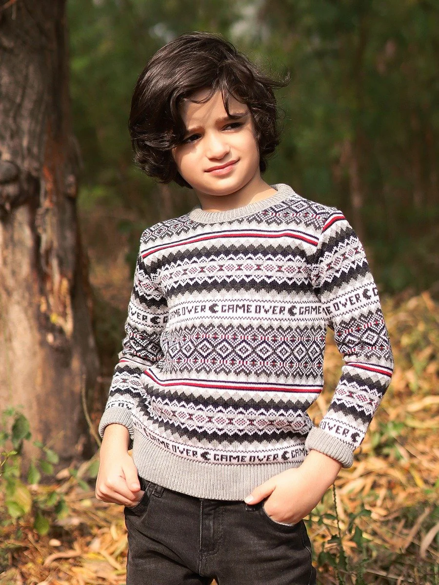 Crew Neck Fair Isle Sweater - EBTSWT20-016 - Image 2