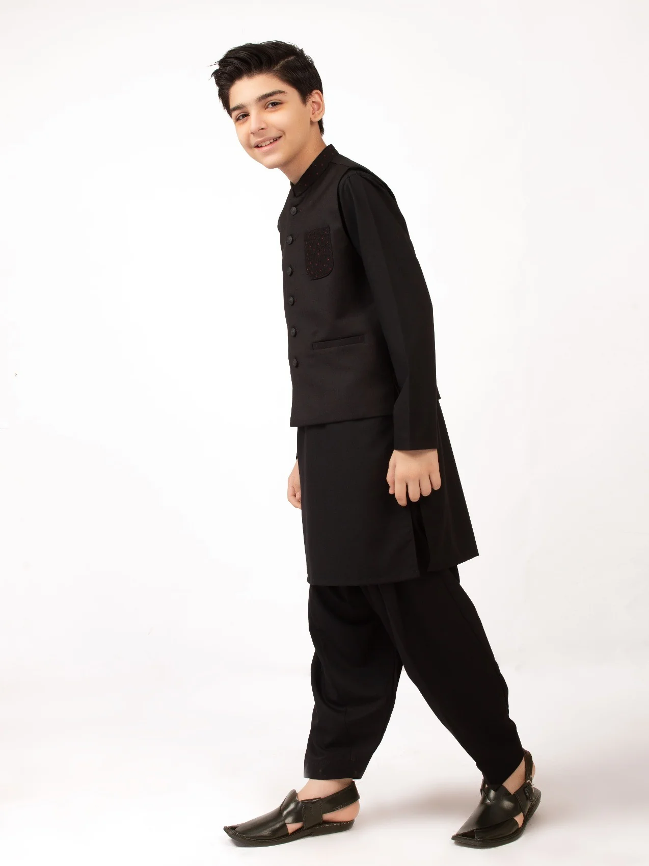 Embroidered Blended Waistcoat Suit - EBTWCS21-25131 - Image 3
