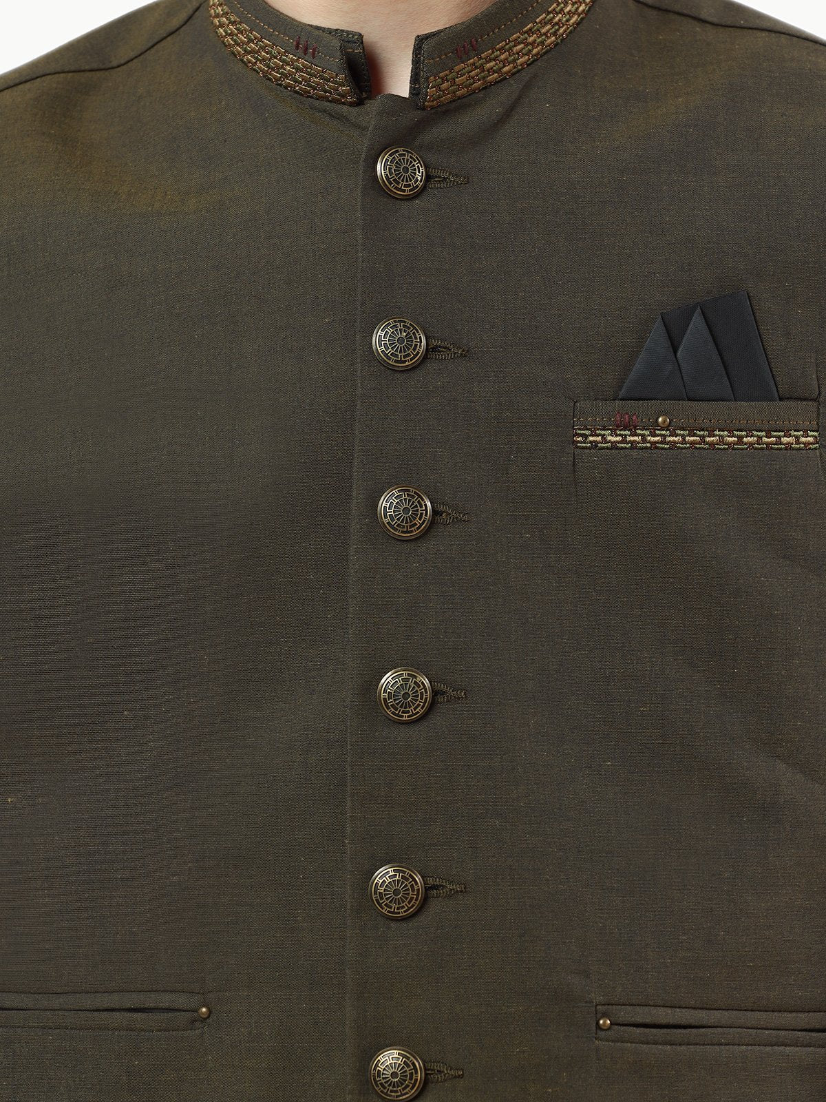 Embroidered Cotton Waistcoat Suit - EBTWCS21-25146 - Image 4