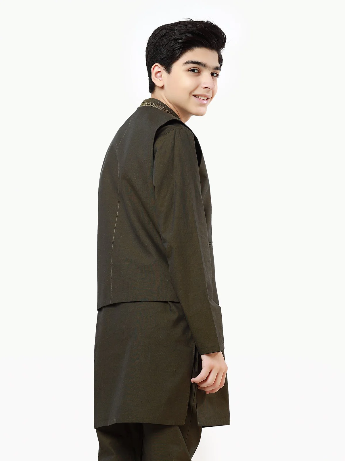 Embroidered Cotton Waistcoat Suit - EBTWCS21-25146 - Image 5