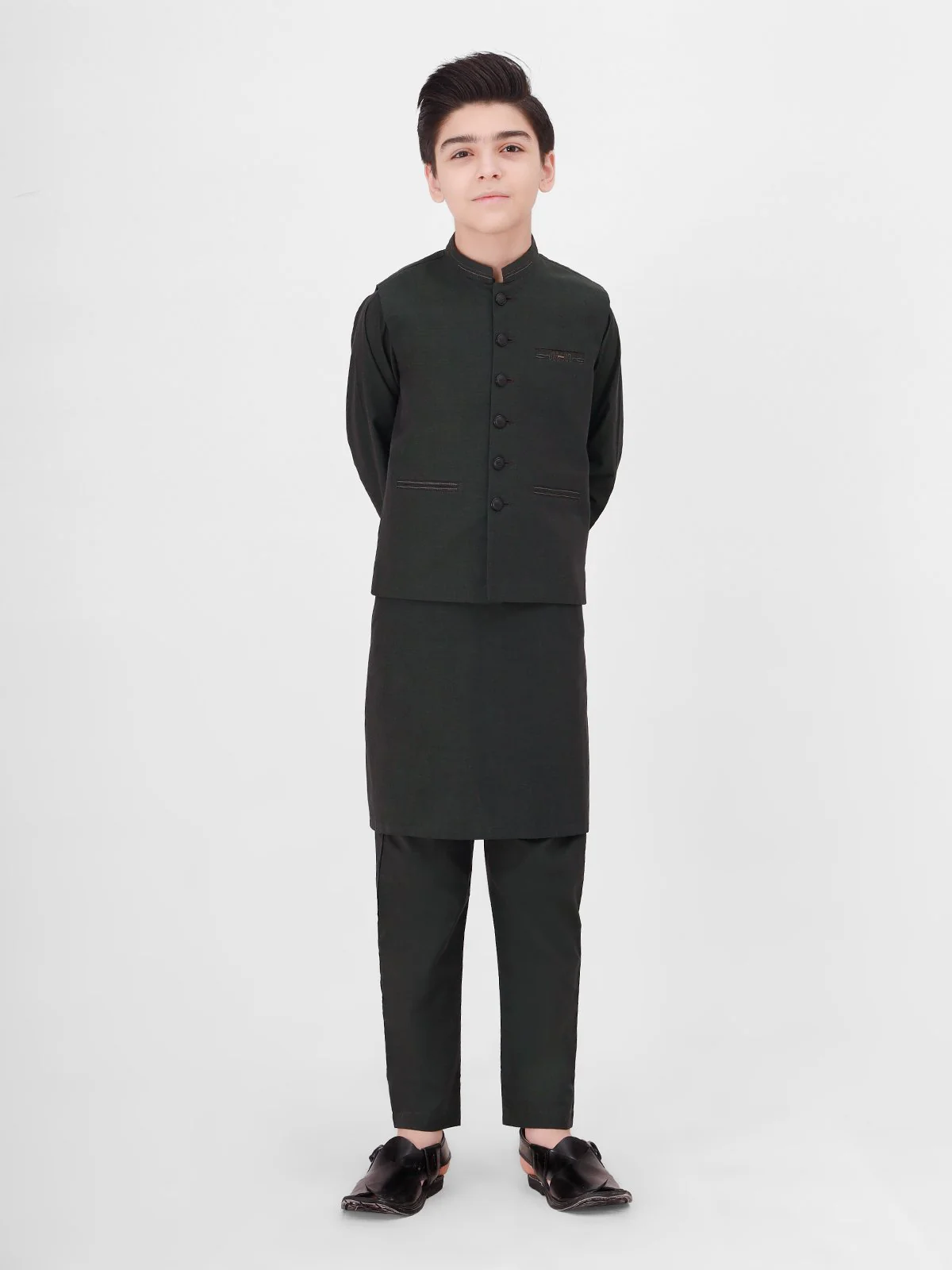 Embroidered Cotton Waistcoat Suit - EBTWCS21-25147