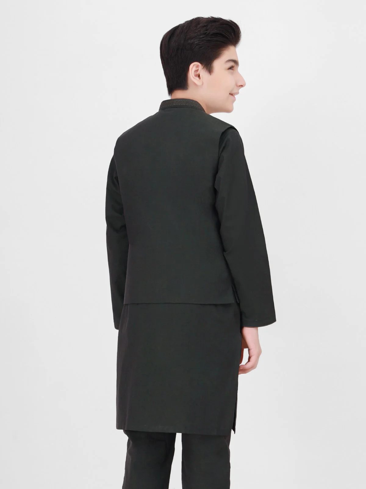 Embroidered Cotton Waistcoat Suit - EBTWCS21-25147 - Image 3