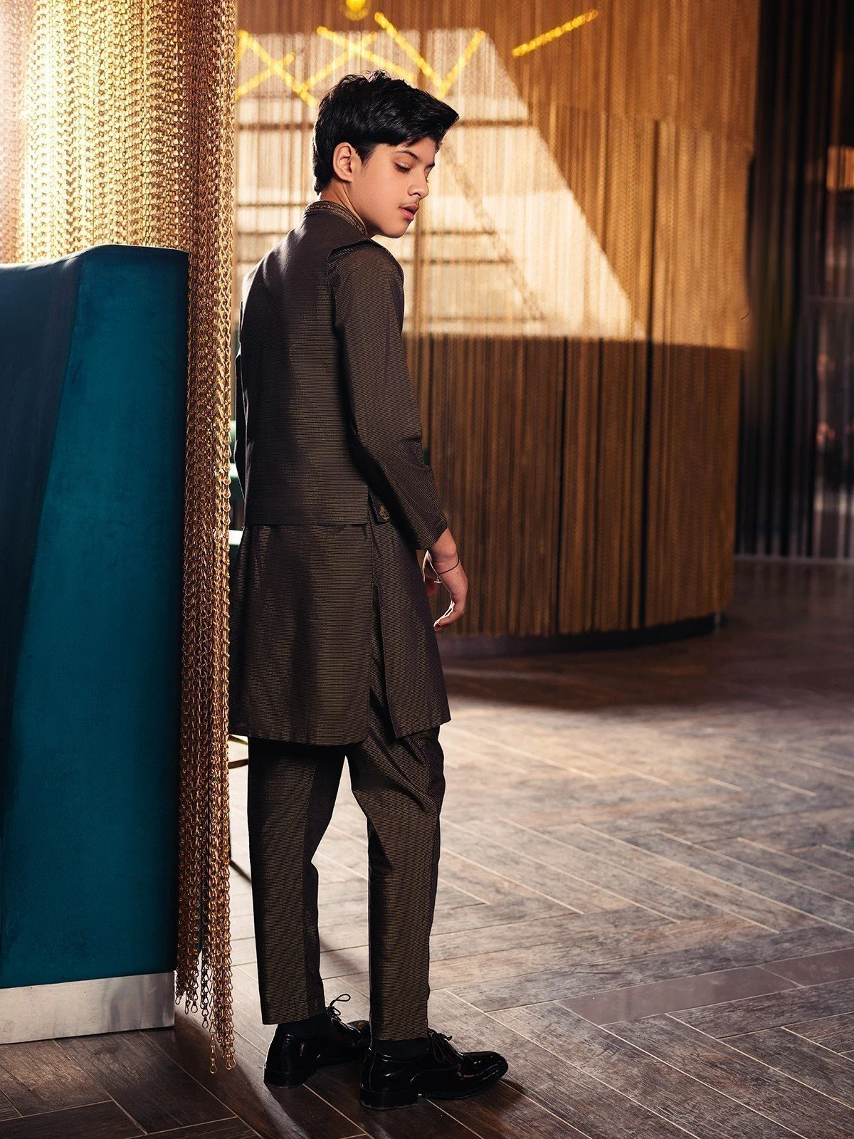 Embroidered Cotton Waistcoat Suit - EBTWCS22-25137 - Image 5