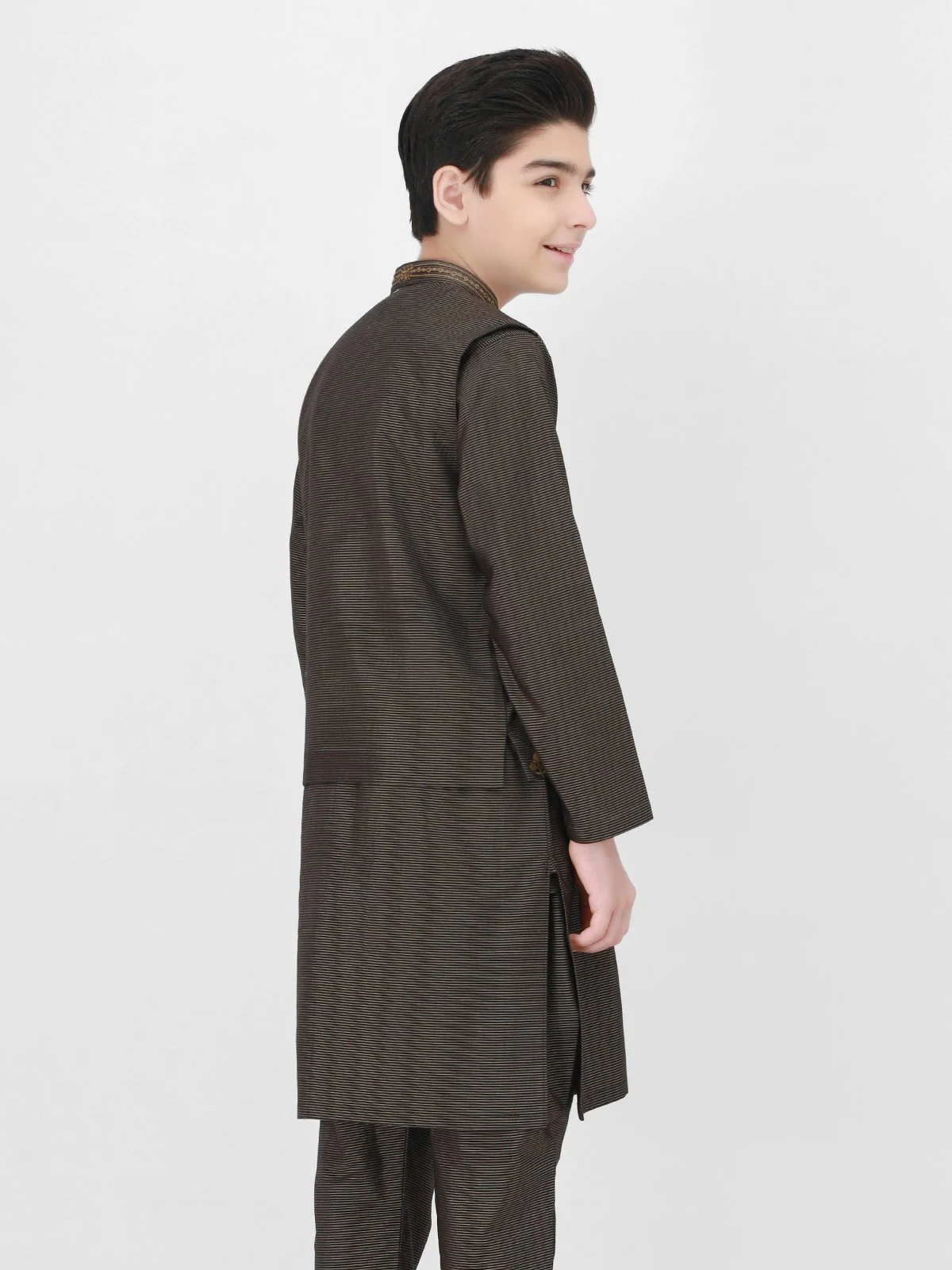 Embroidered Cotton Waistcoat Suit - EBTWCS22-25137 - Image 8