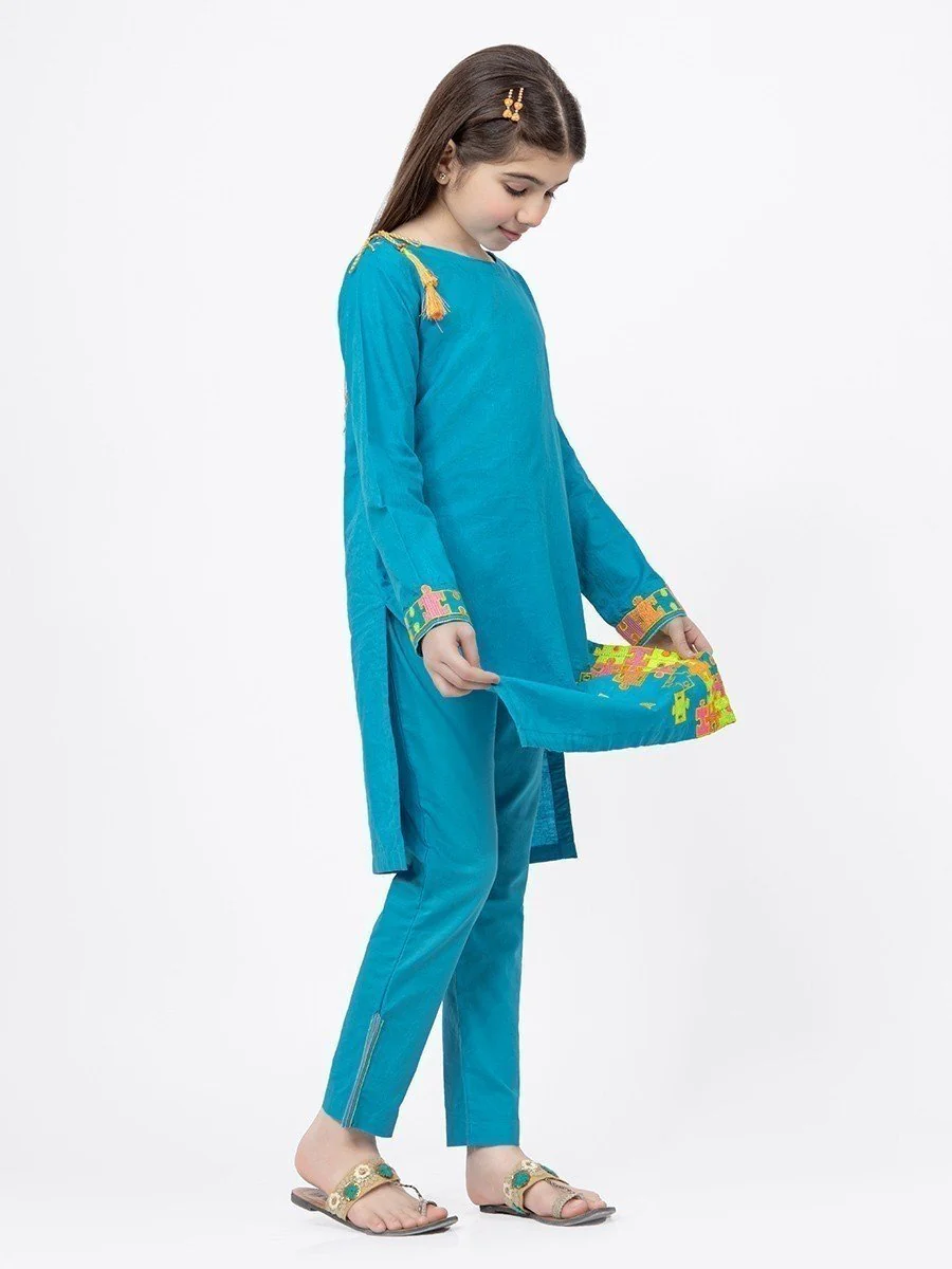 Embroidered Jacquard Shirt Trouser - EGTKE21-70274 (2-Pcs) - Image 4