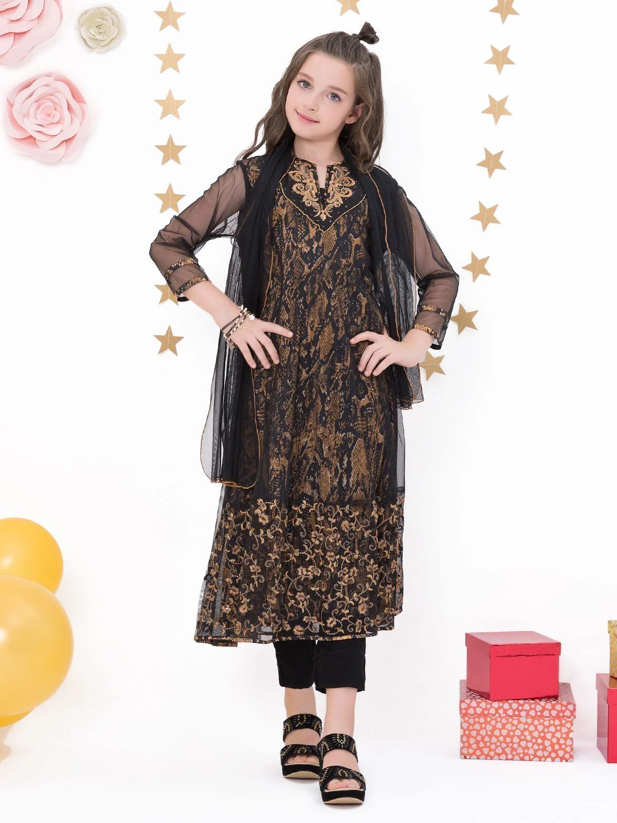 Embroidered Chiffon Suit - EGTP18-22106 - Image 2