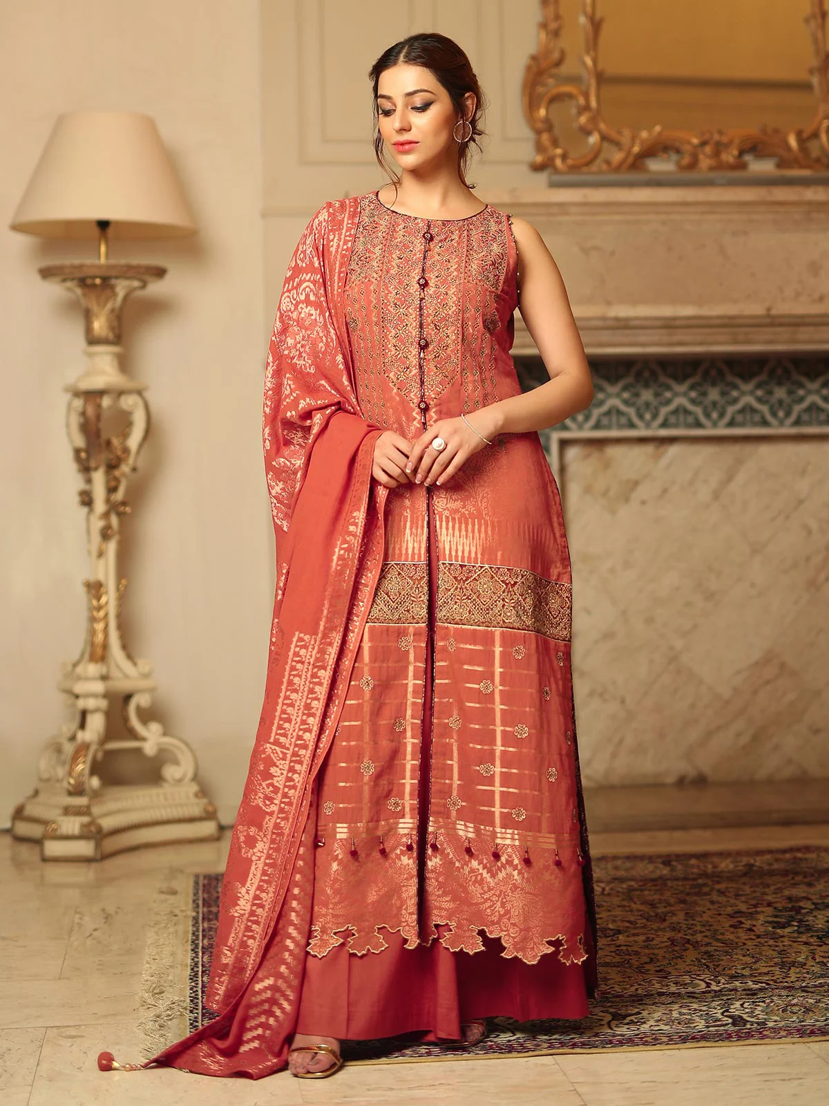 Embroidered Cambric Suit - ELU19V5-19810