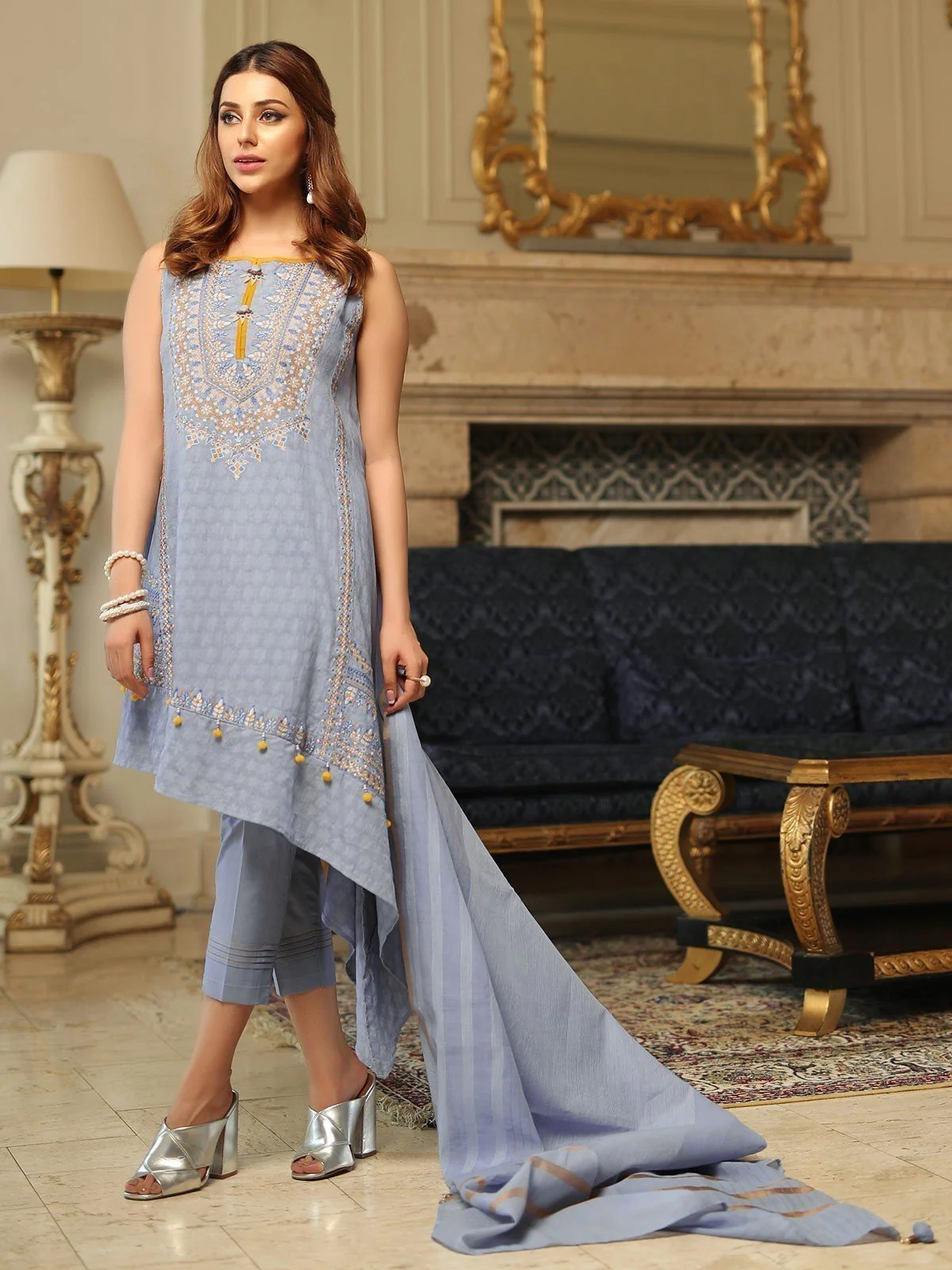 Embroidered Cambric Suit - ELU19V5-19811