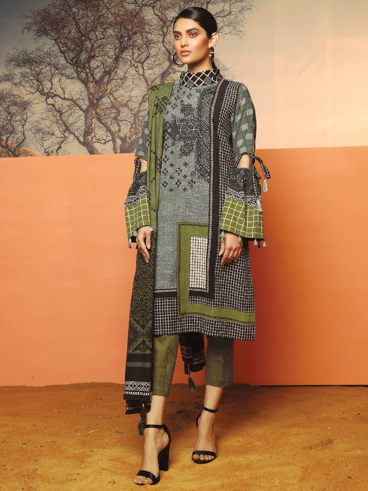 Embroidered Khaddar Suit - ELU19W8-19838