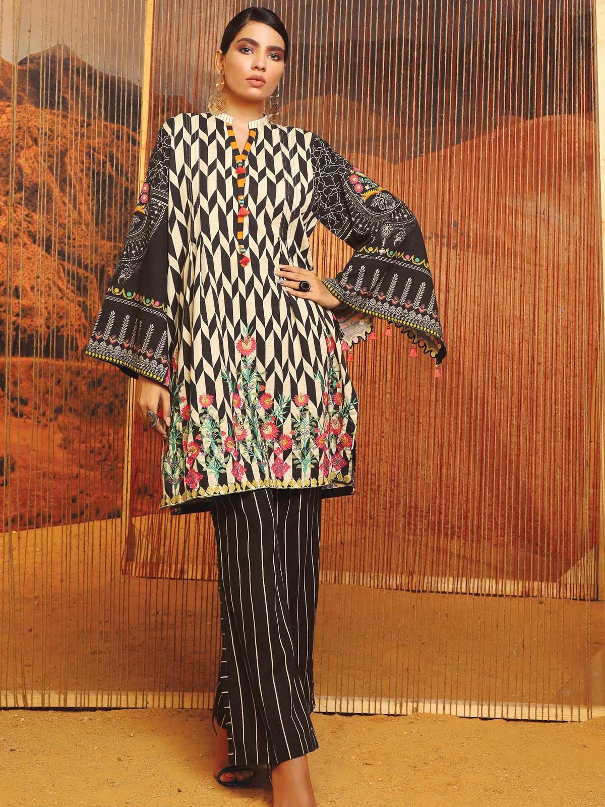 Embroidered Khaddar Shirt Trouser - ELU19W8-19855