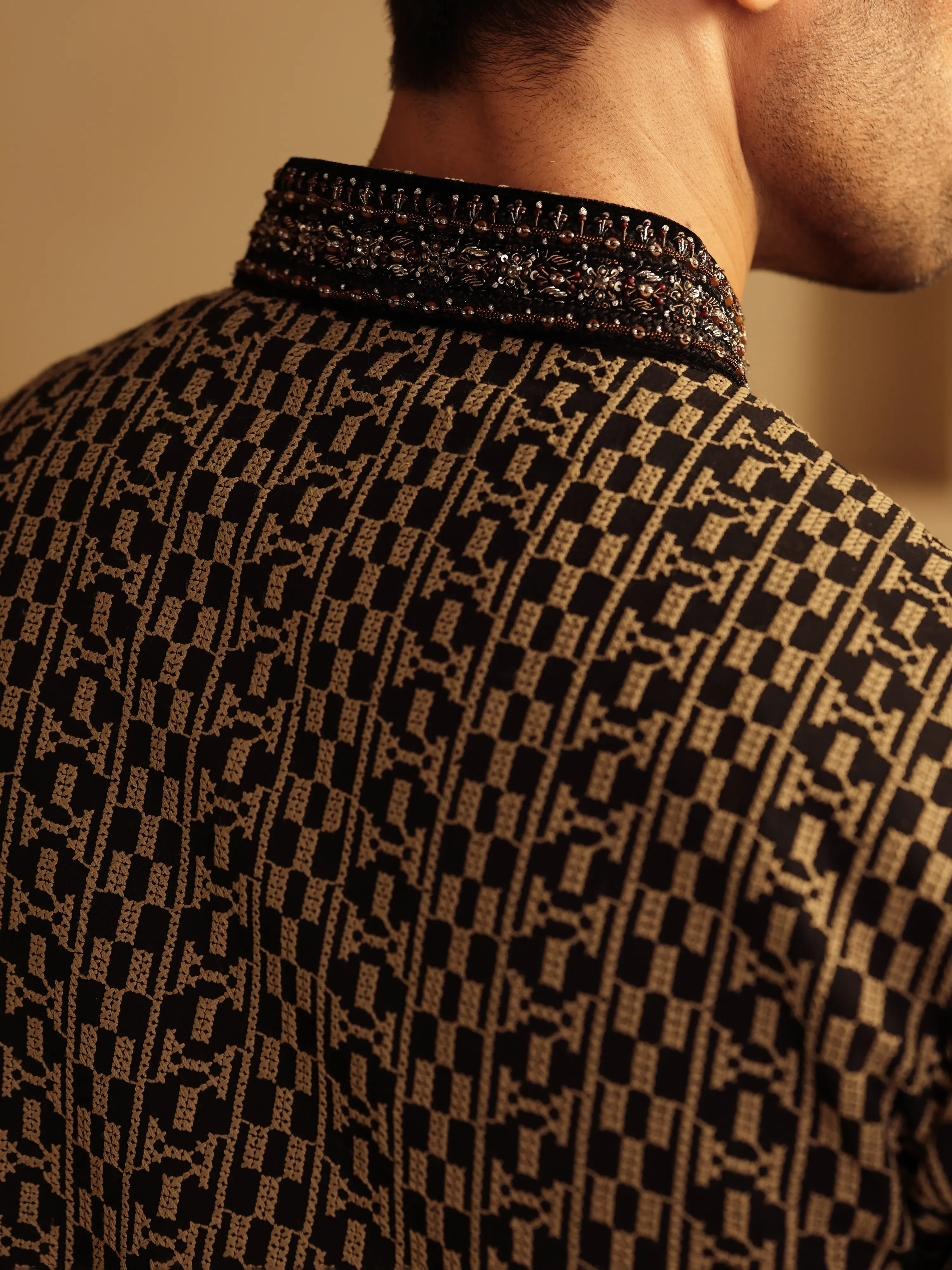 Embroidered Schiffli Kurta Pajama - ECMTKP5-007 - Image 3