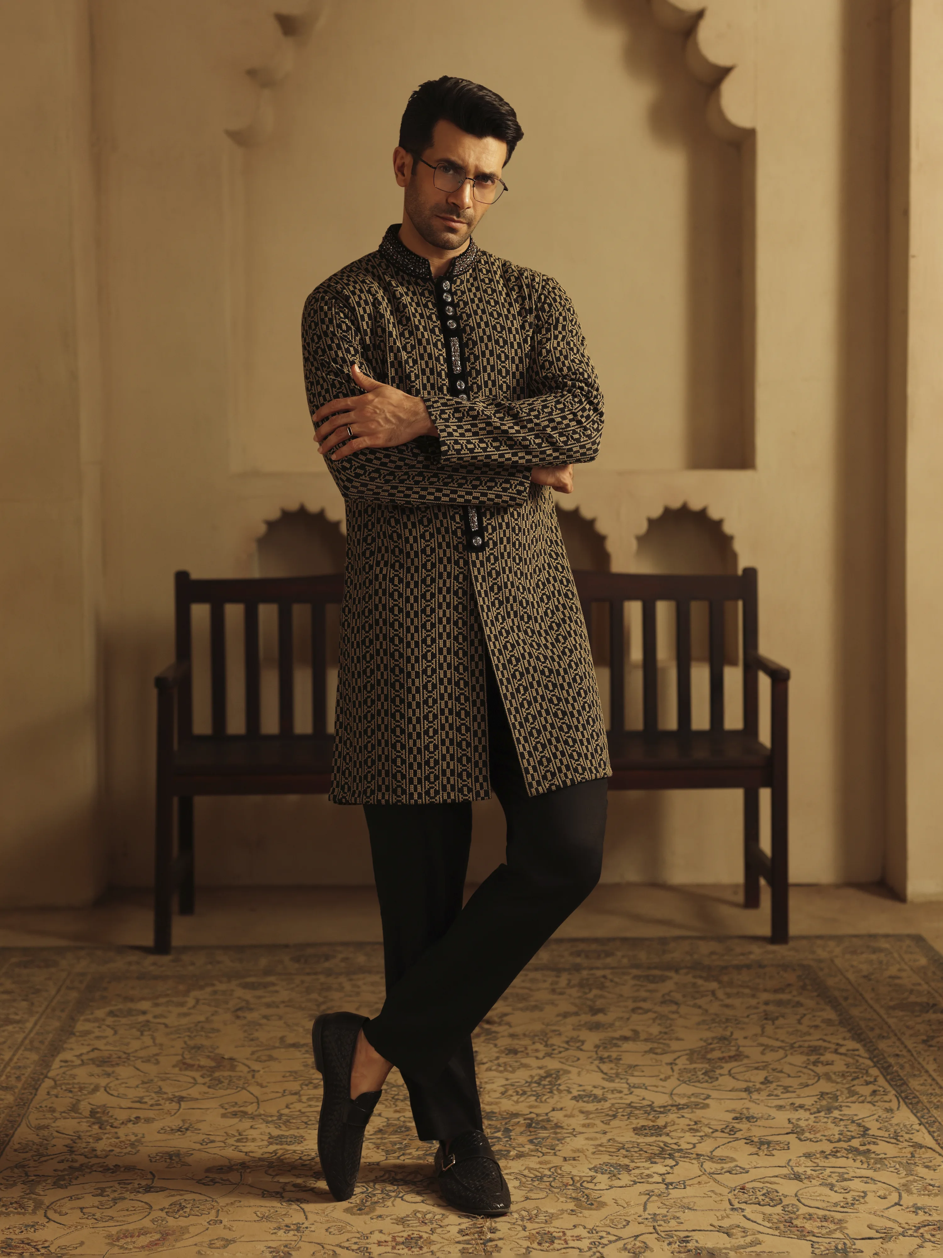 Embroidered Schiffli Kurta Pajama - ECMTKP5-007 - Image 5