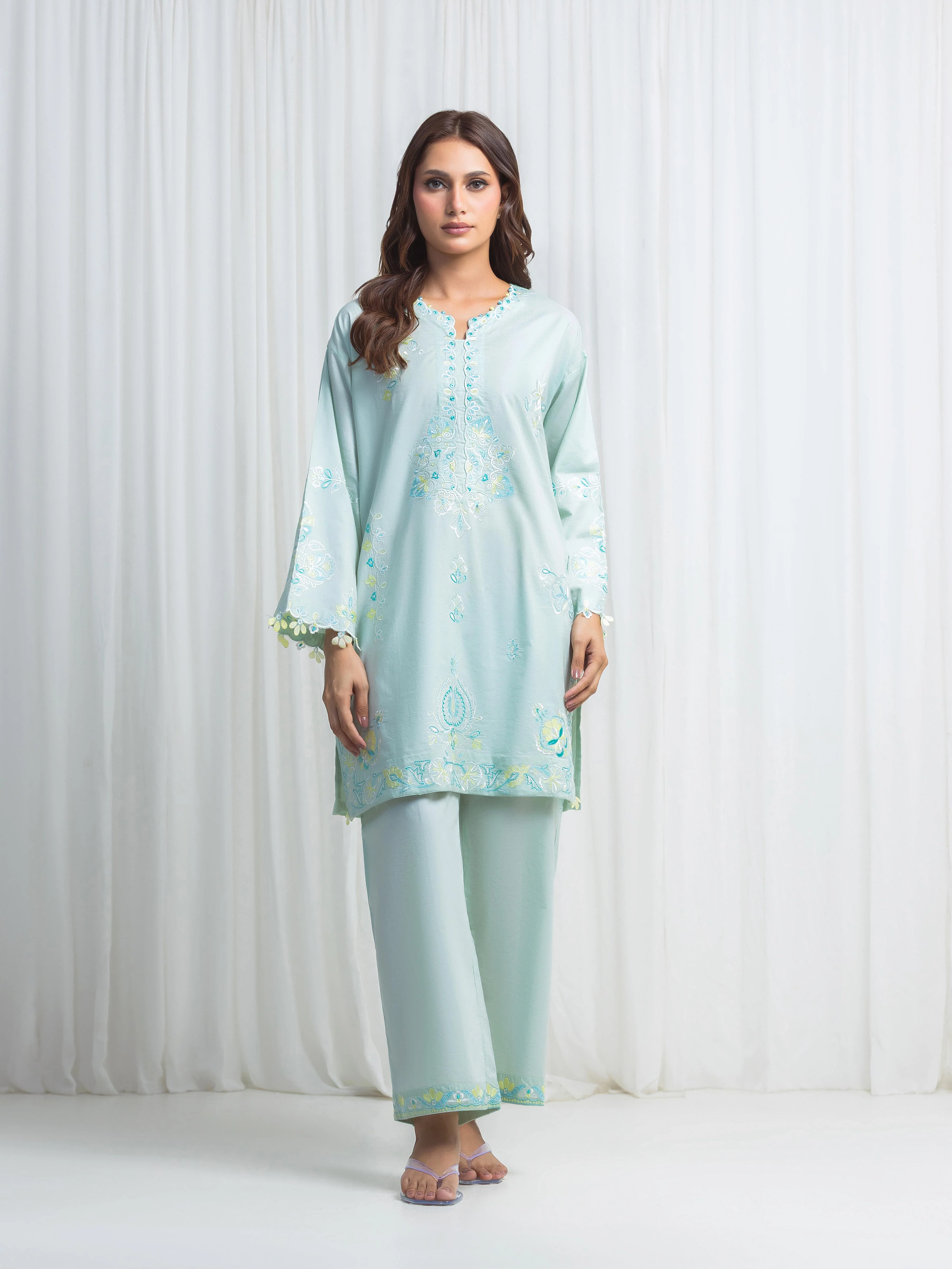 Embroidered Cambric Co-Ord Set - EWTKED6-86125ST
