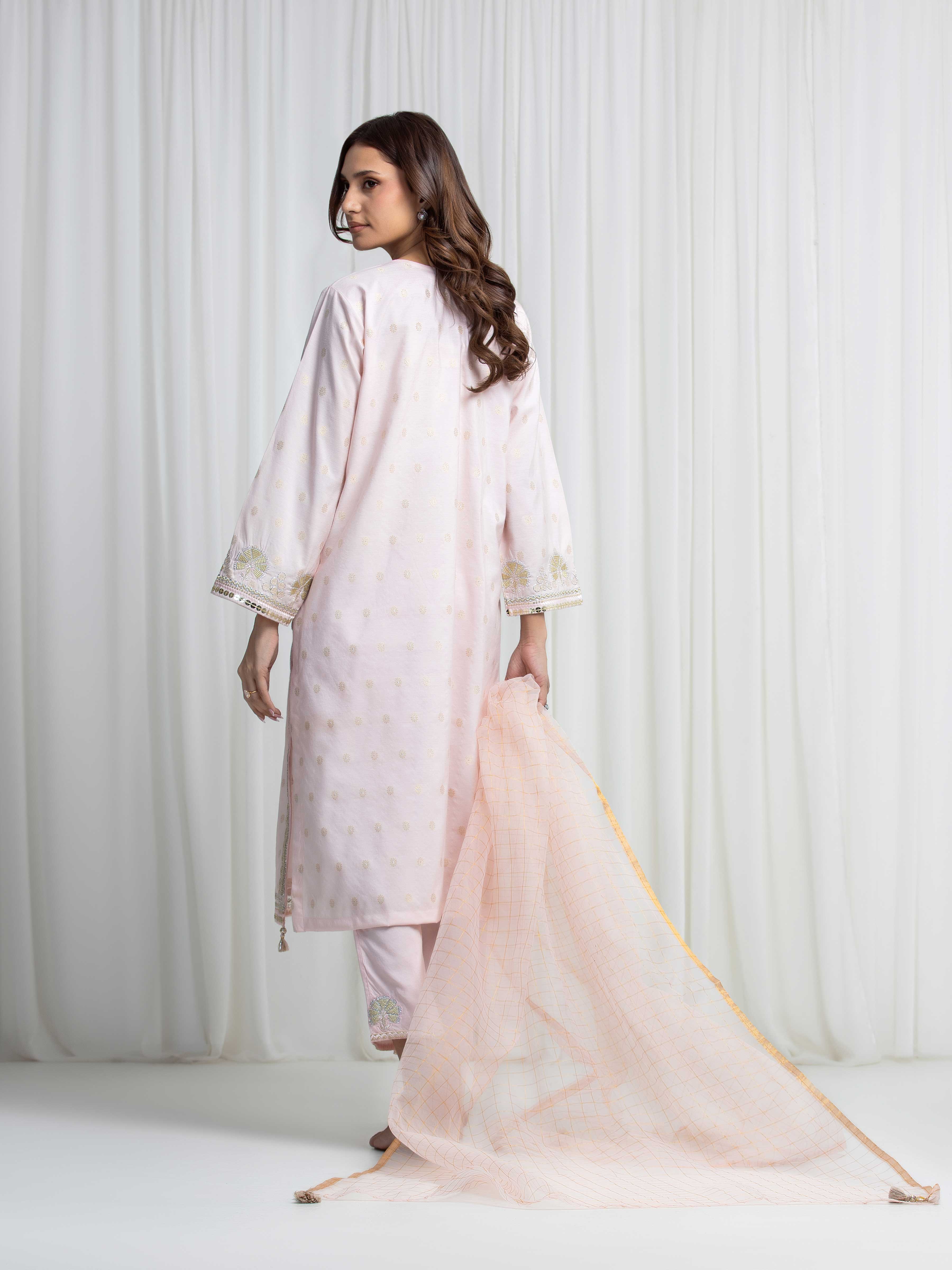 Embroidered Jacquard Suit - EWTKED6-86230-3P - Image 6