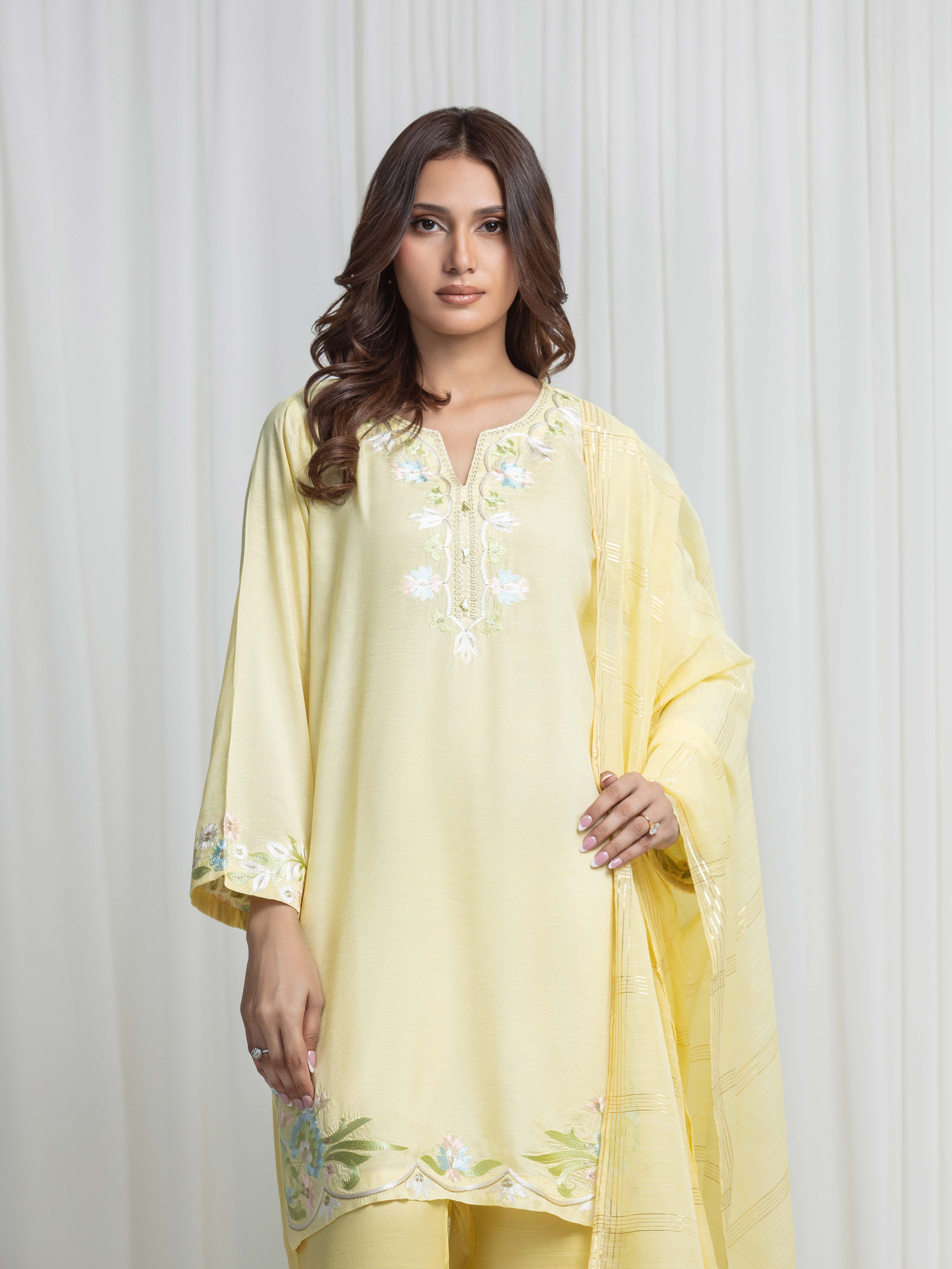 Embroidered Karandi Suit - EWTKED6-86077-3P - Image 2