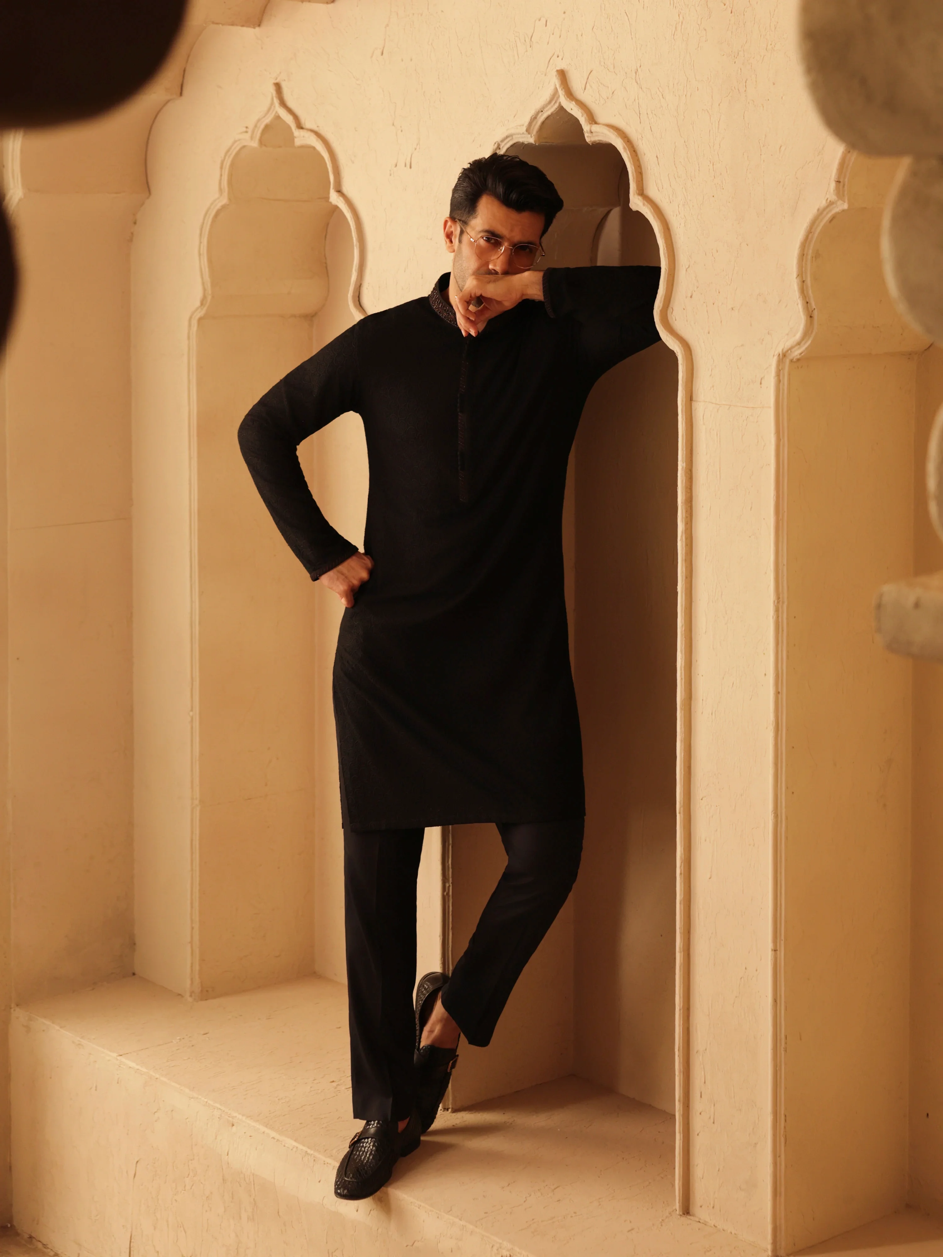 Embroidered Schiffli Kurta Pajama - ECMTKP5-002 - Image 5