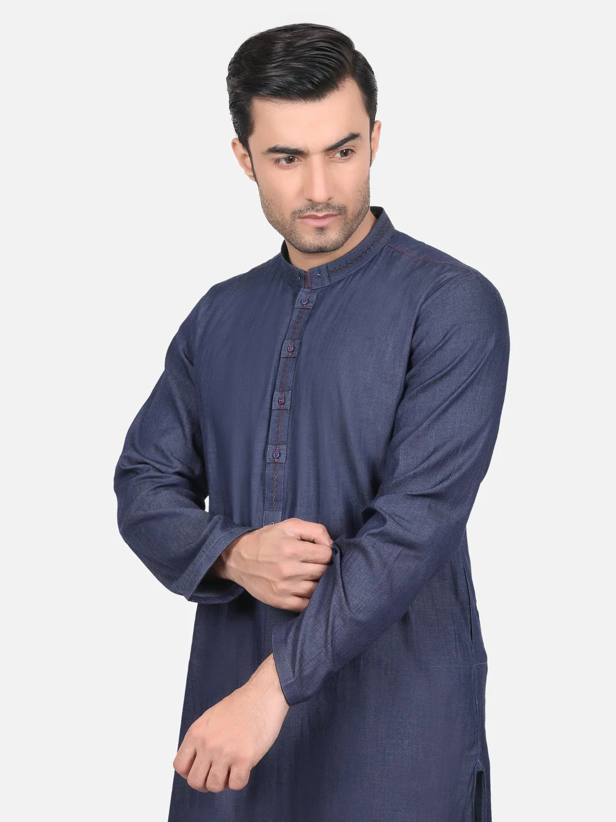 Embroidered Denim Kurta - EMTK18S-9580 - Image 2