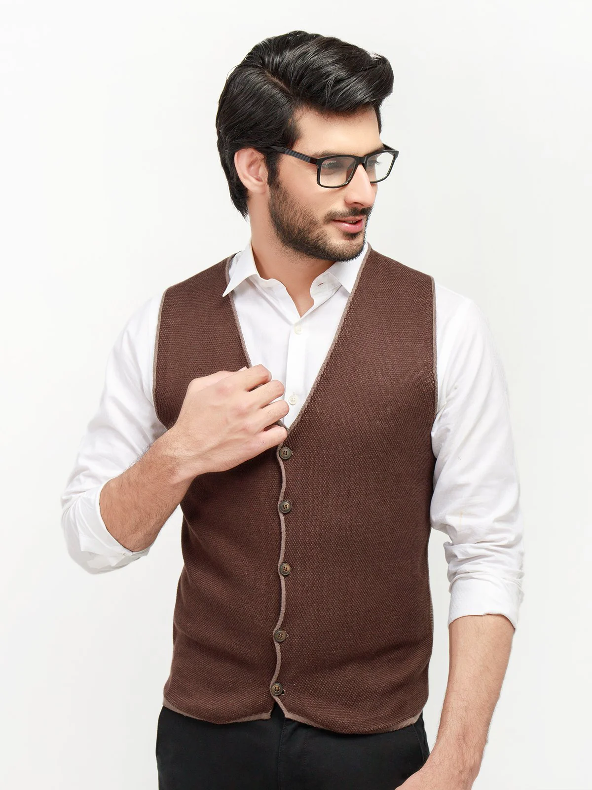 Textured Sleeveless Cardigan - EMTSWT20-020