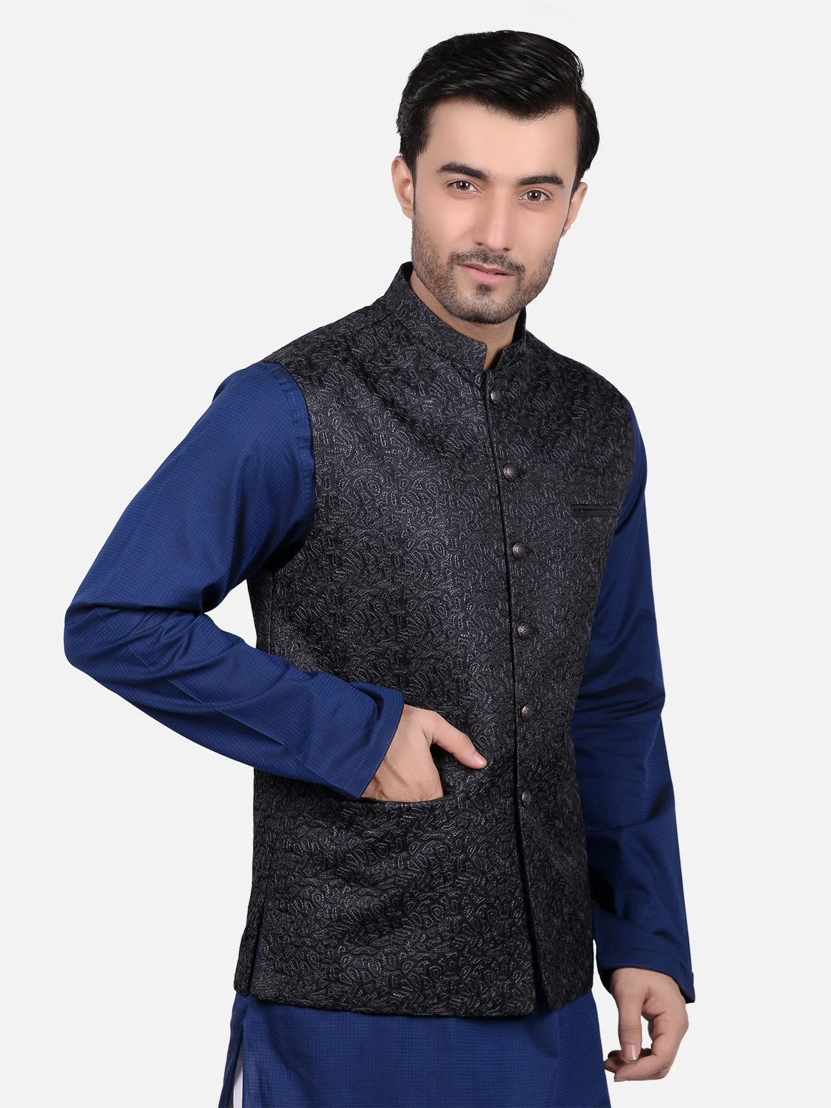 Embroidered Satin Waistcoat - EMTWCC18-028 - Image 2